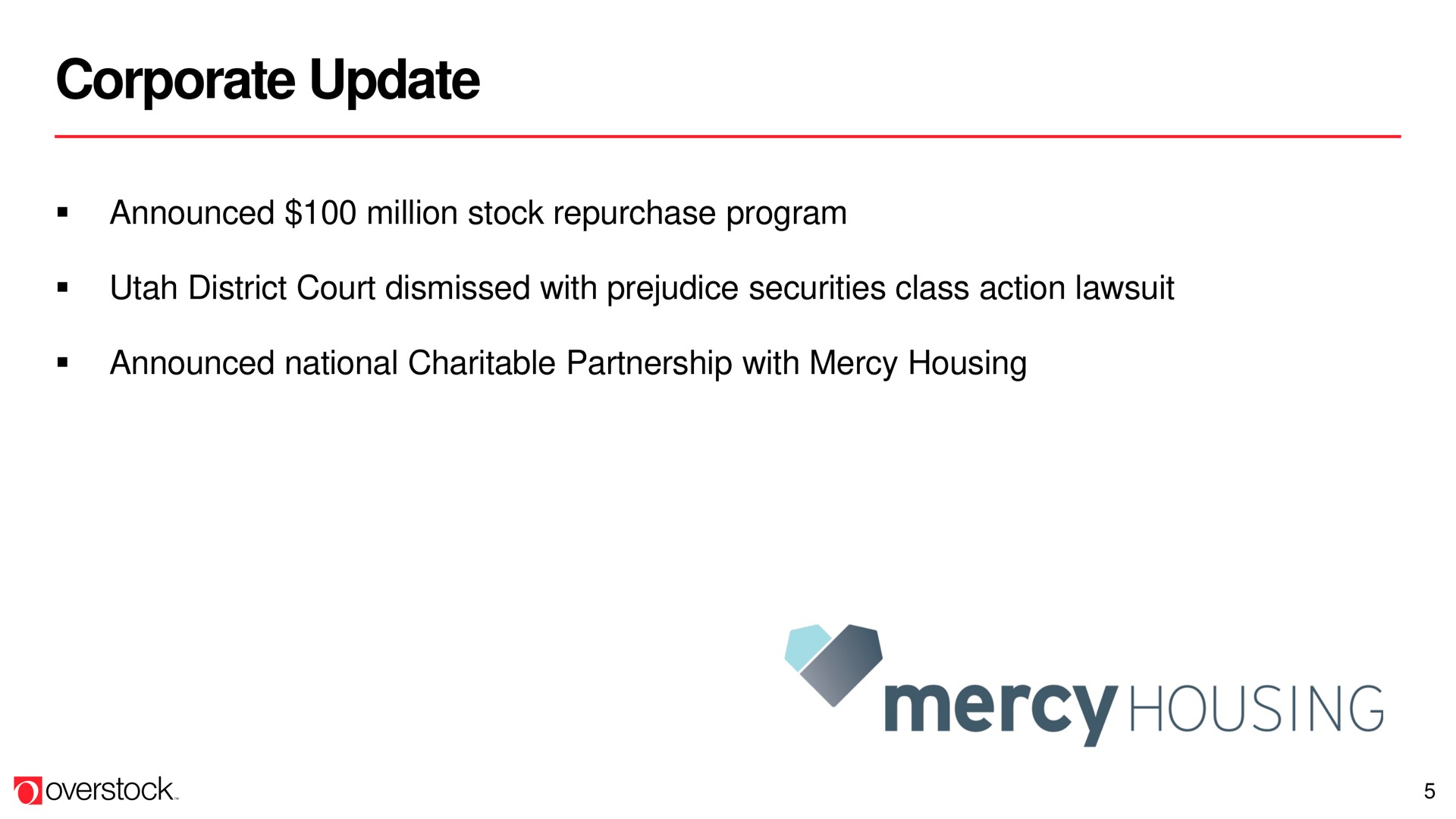 corporate update mercy housing | Overstock