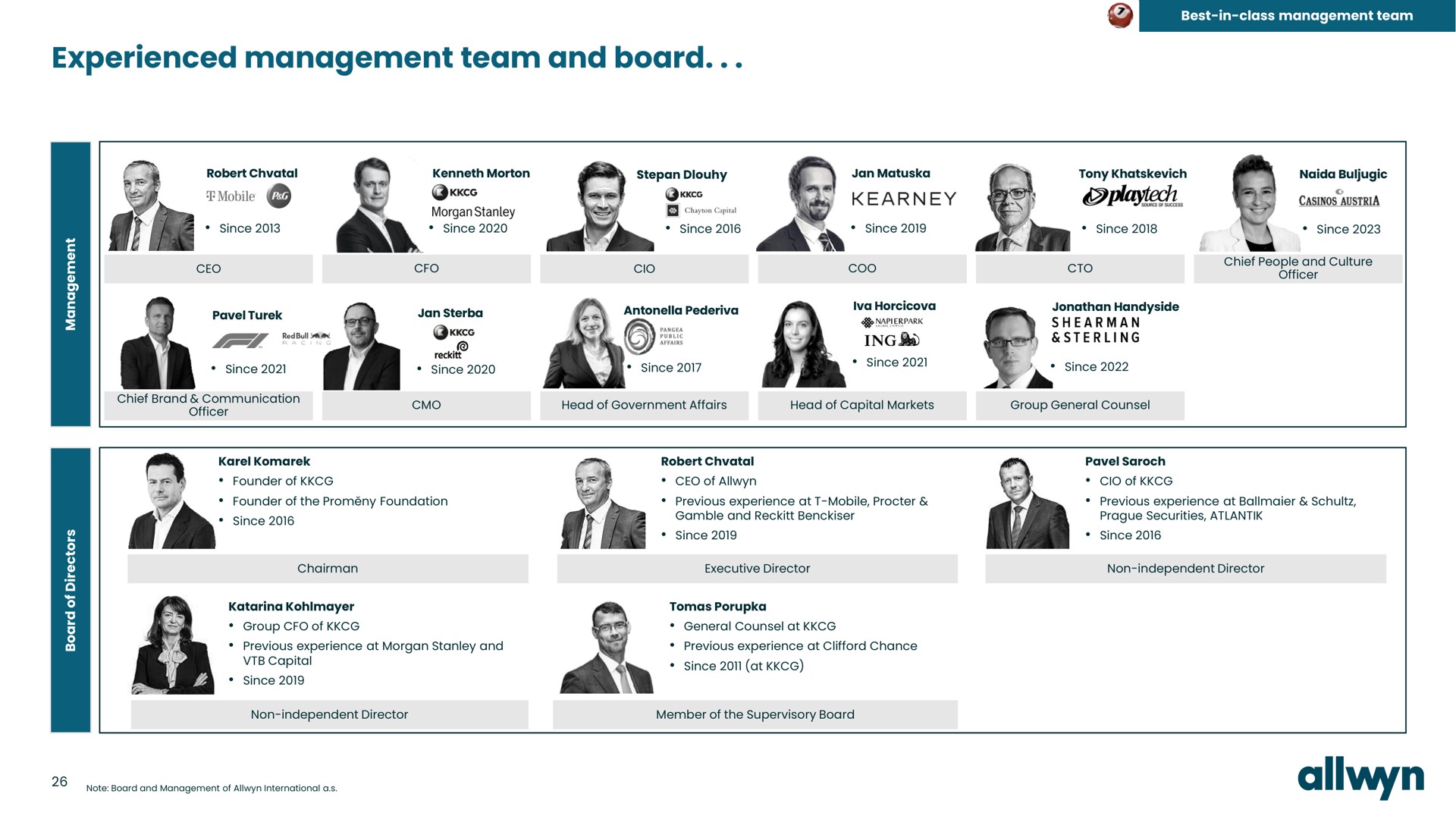 experienced management team and board a | Allwyn