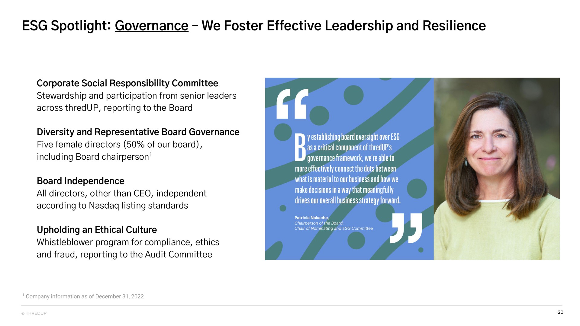 spotlight governance we foster effective leadership and resilience | thredUP