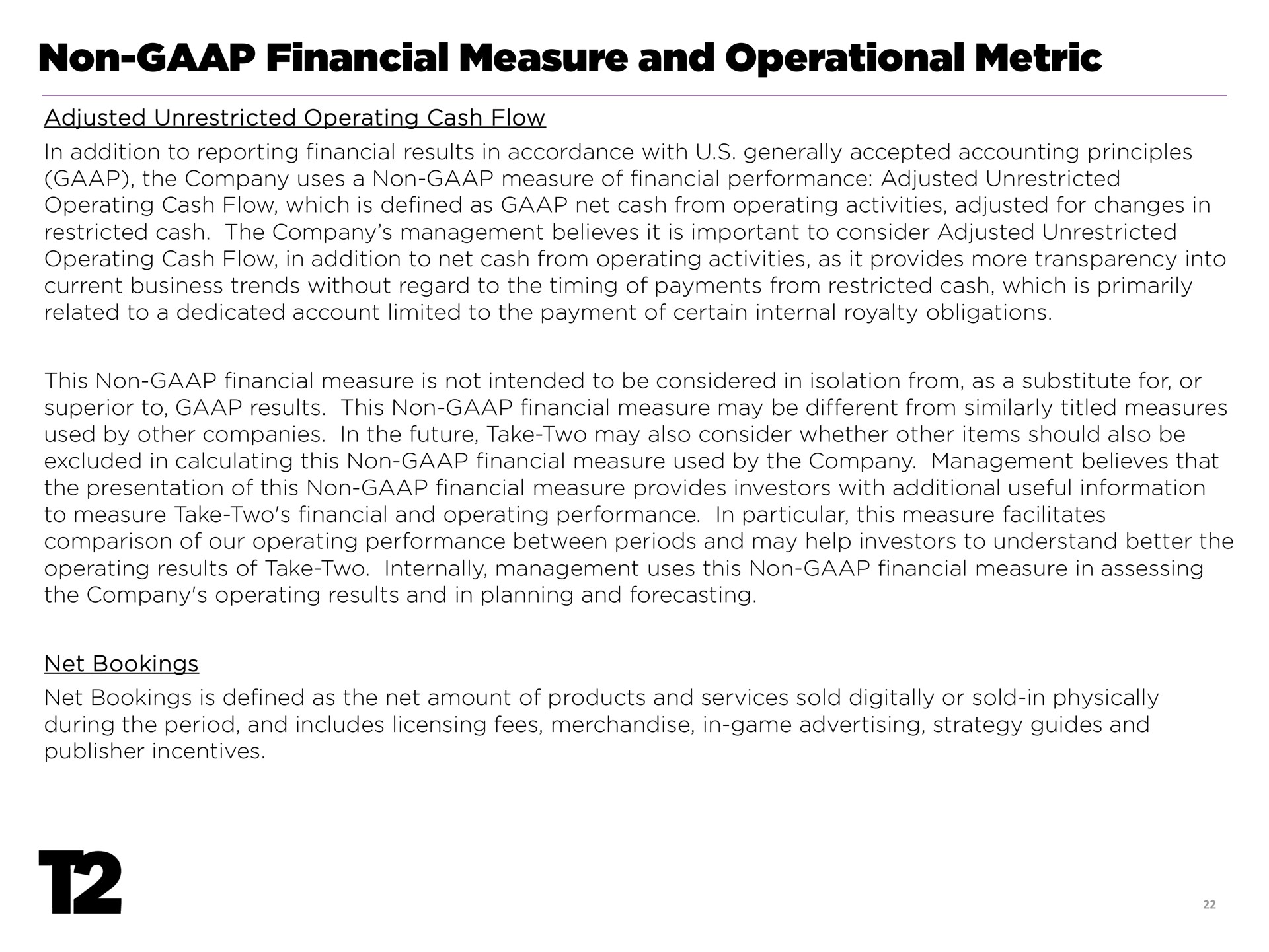 non financial measure and operational metric | Take-Two Interactive