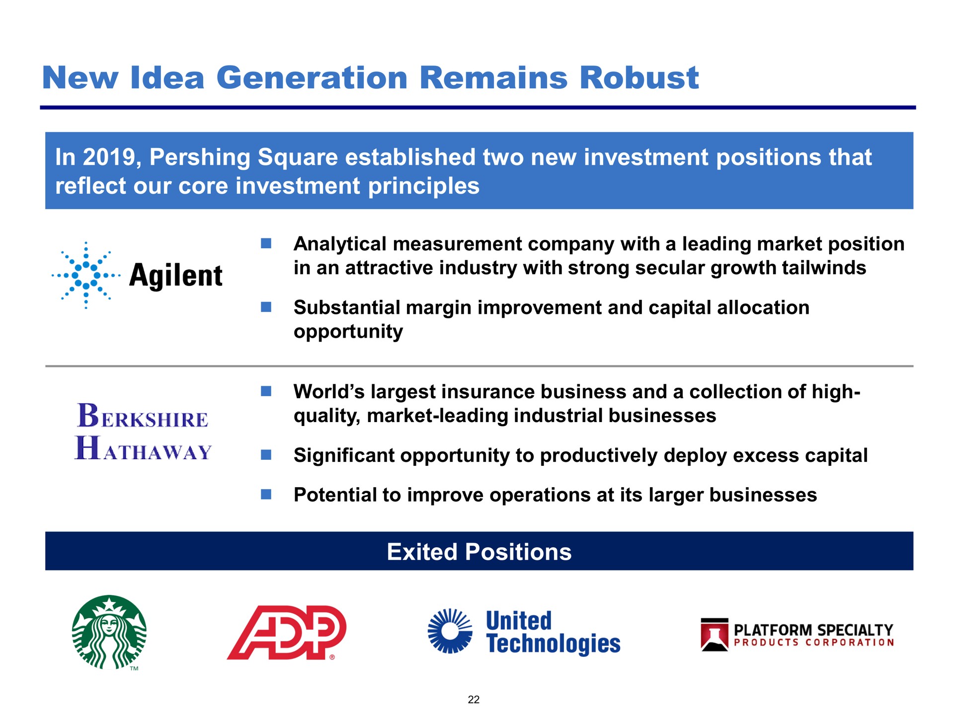 new idea generation remains robust | Pershing Square