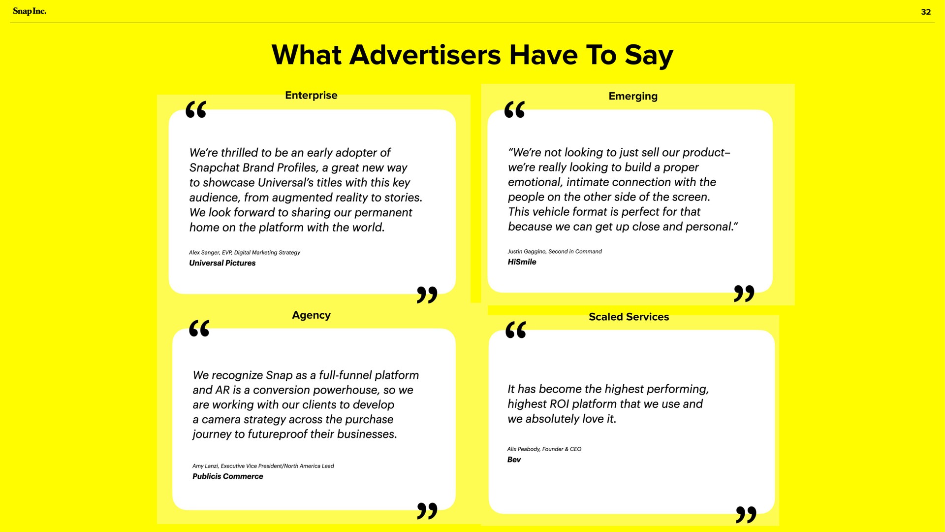 what advertisers have to say | Snap Inc