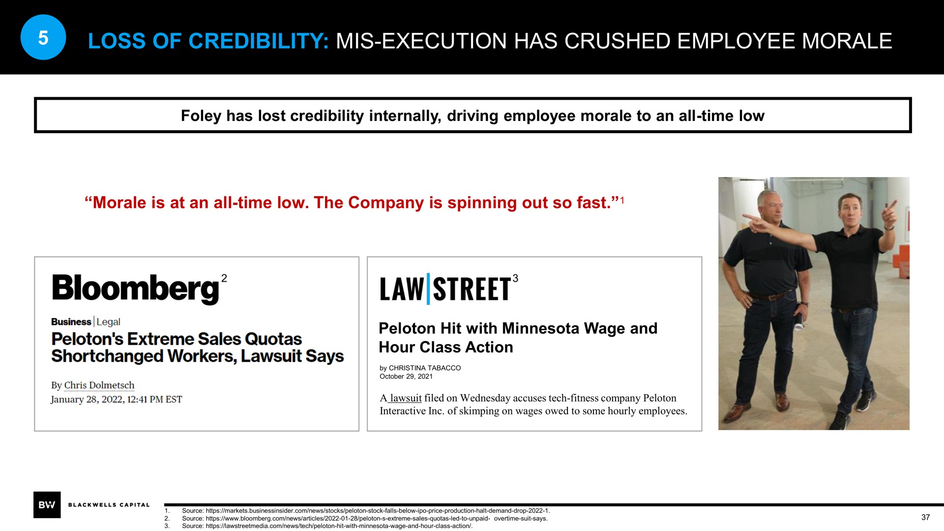 loss of credibility mis execution has crushed employee morale law street workers | Blackwells Capital