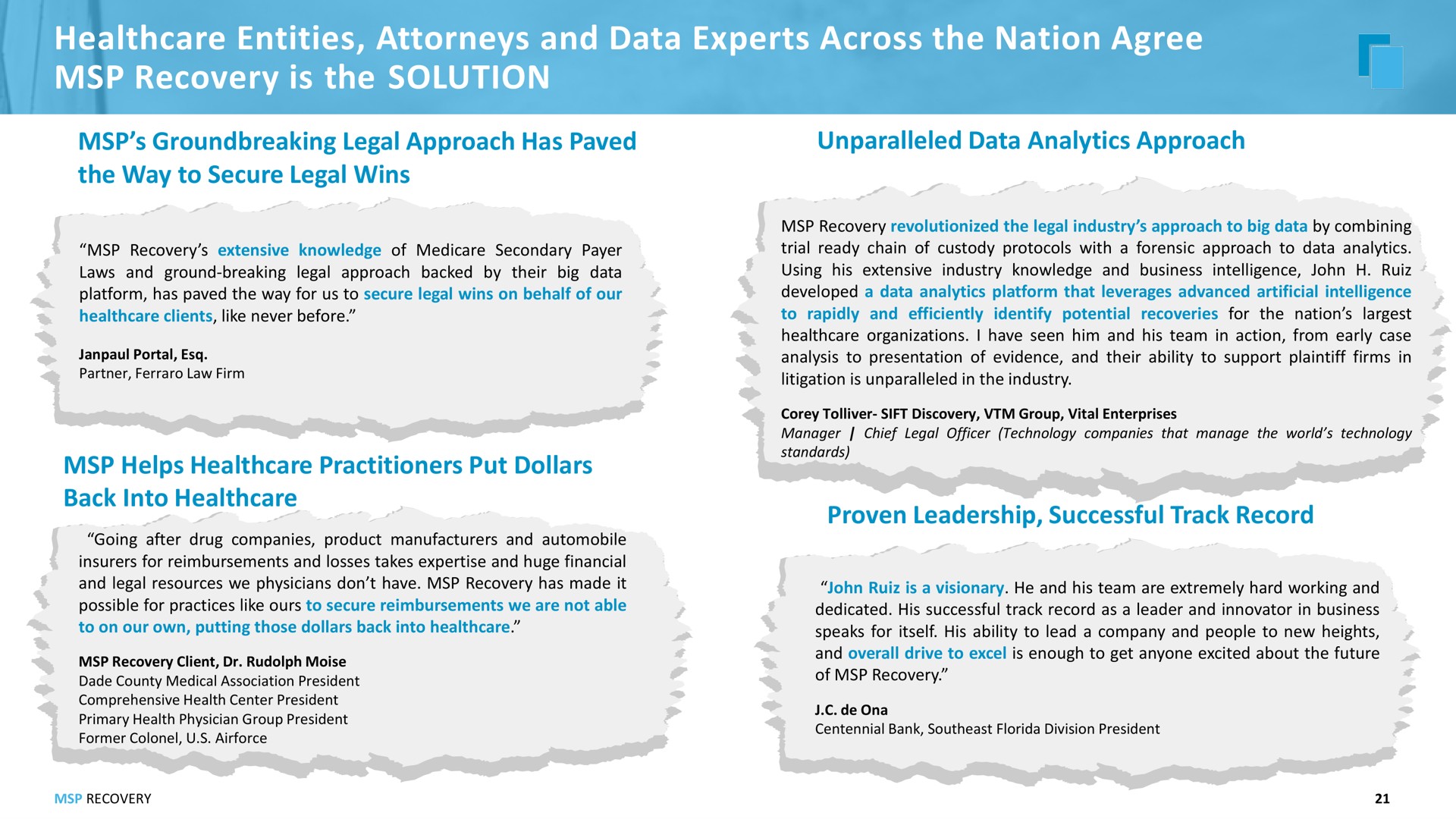 entities attorneys and data experts across the nation agree | MSP Recovery