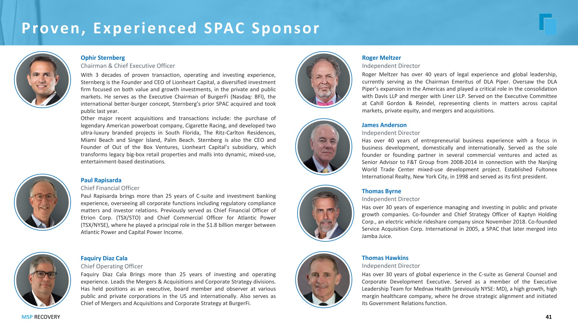 rove i pac proven experienced sponsor awe | MSP Recovery