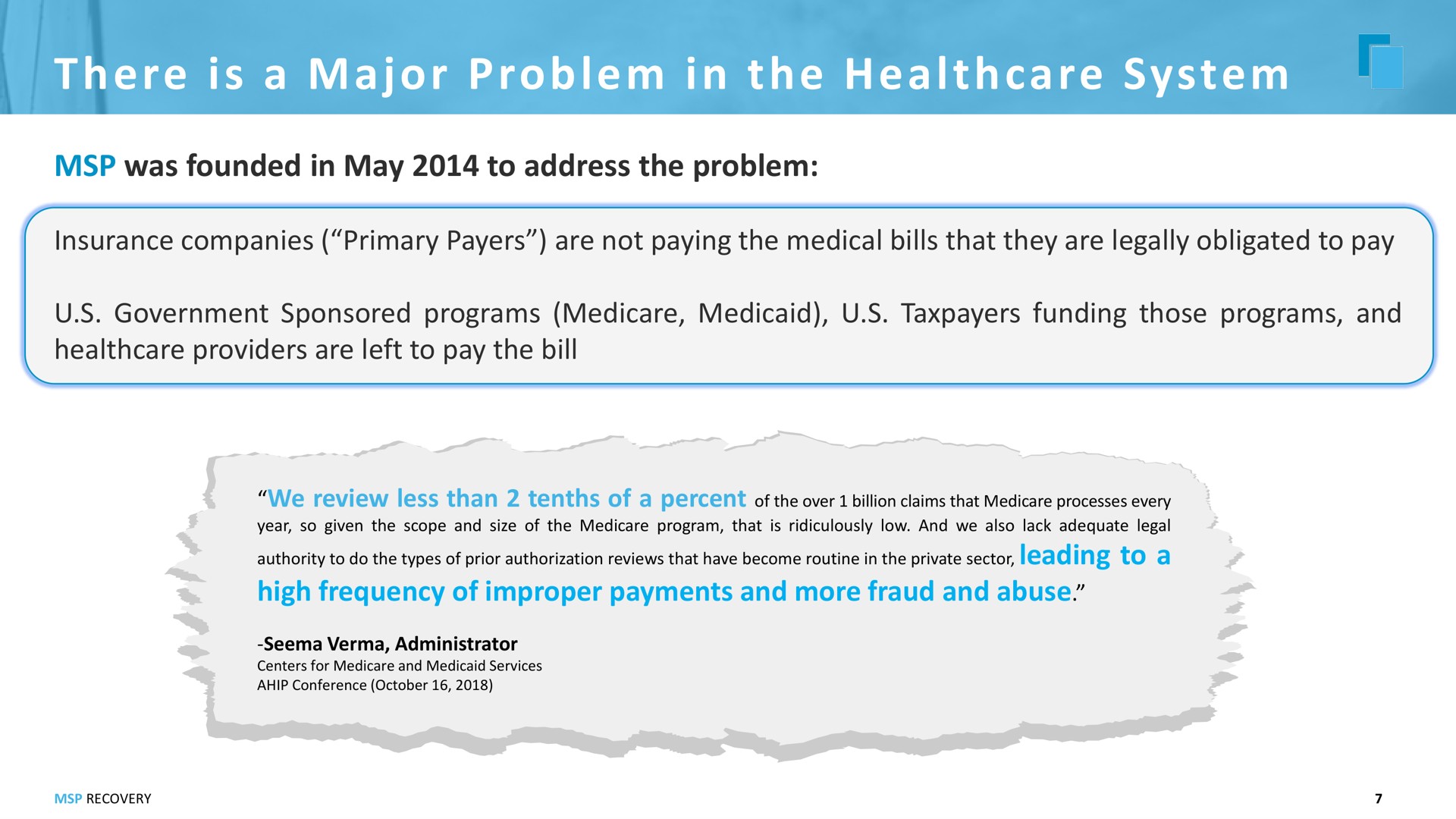 there is a major problem in the system | MSP Recovery