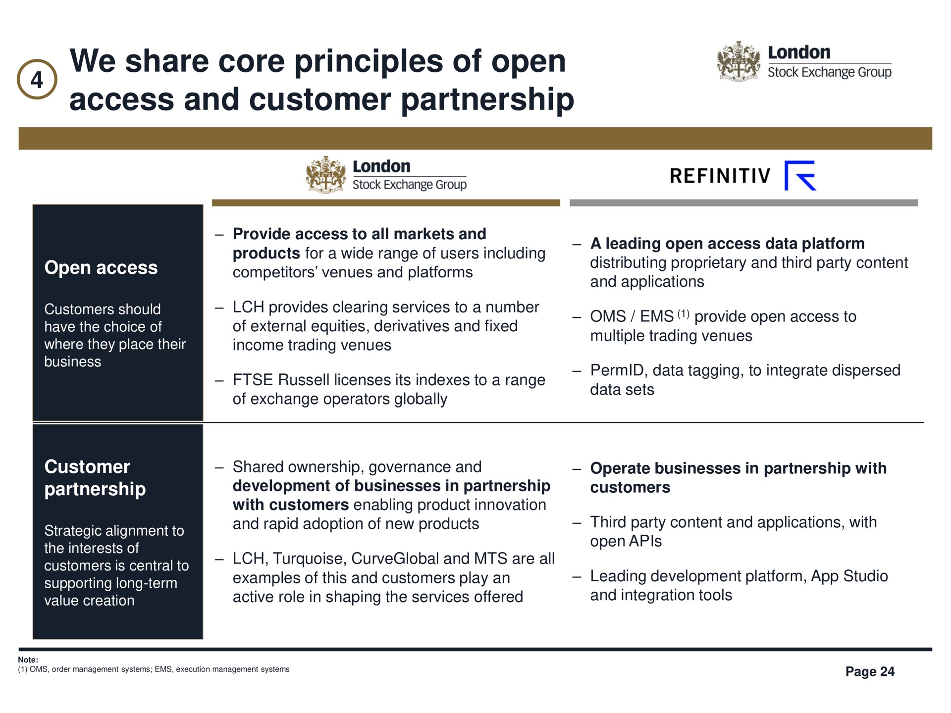 we share core principles of open access and customer partnership | LSE