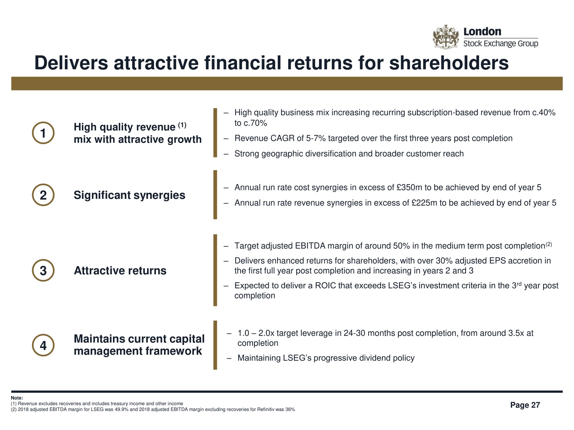 delivers attractive financial returns for shareholders | LSE