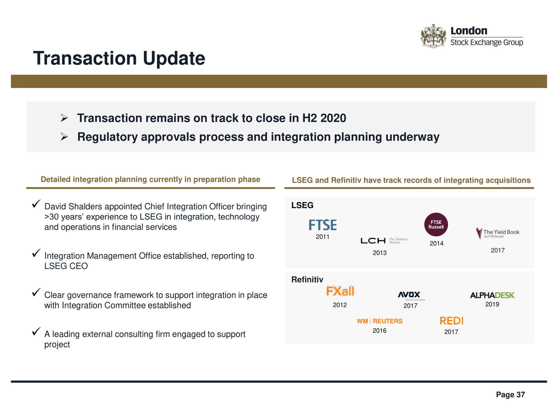 transaction update | LSE