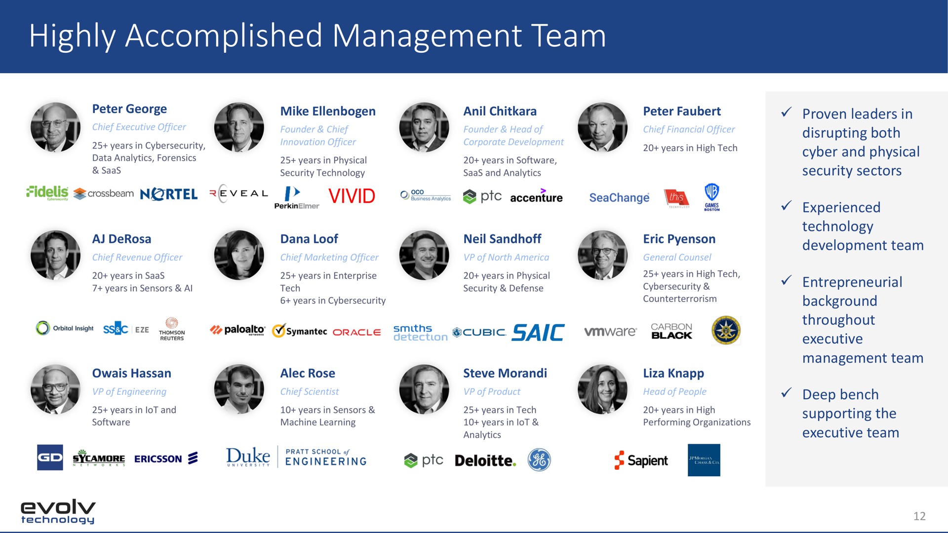 highly accomplished management team | Evolv