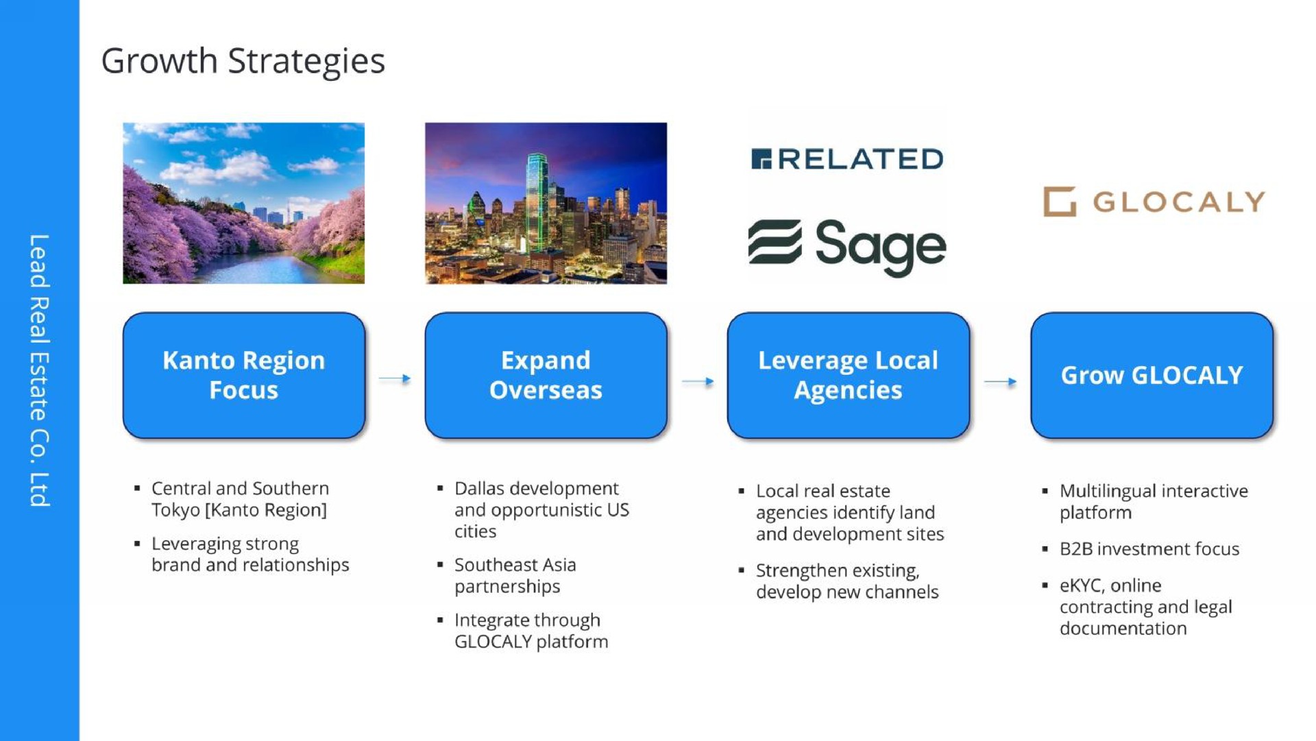growth strategies sage region focus expand overseas leverage local agencies grow develop new channels | Lead Real Estate Co