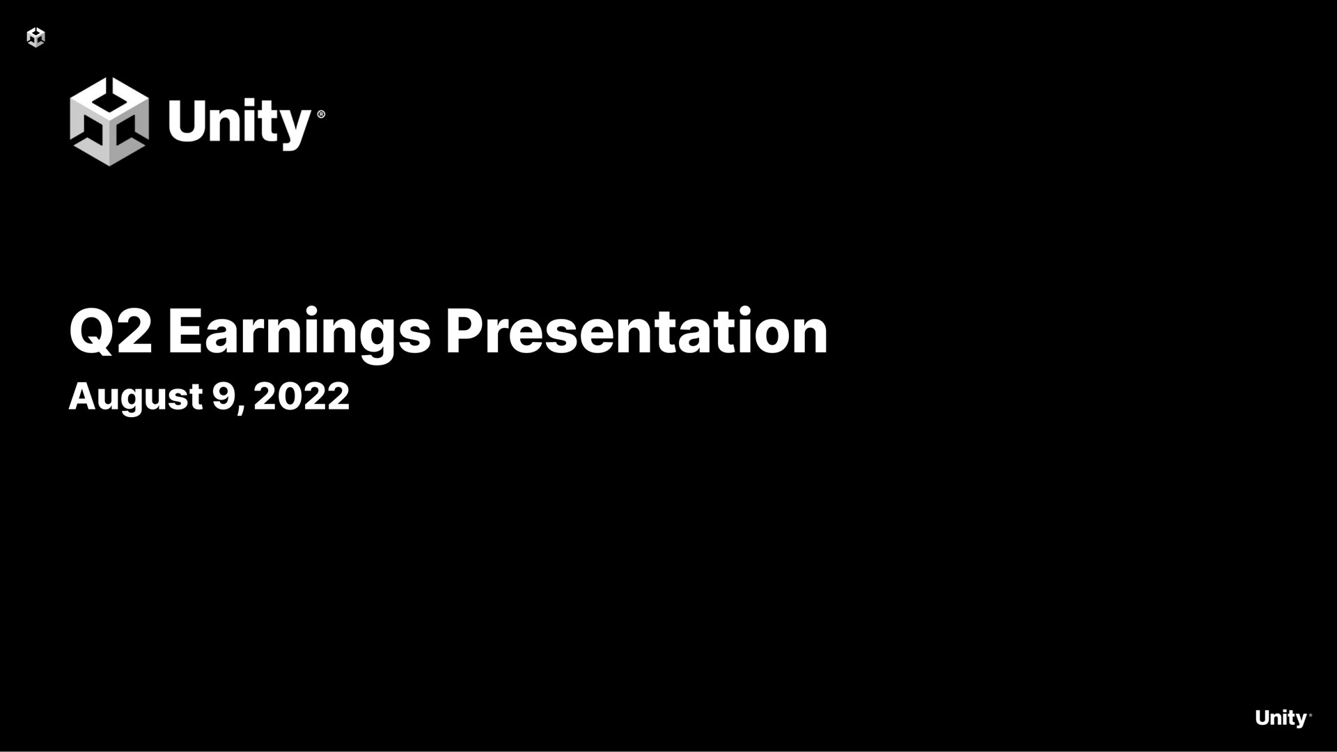 earnings presentation august unity | Unity Software