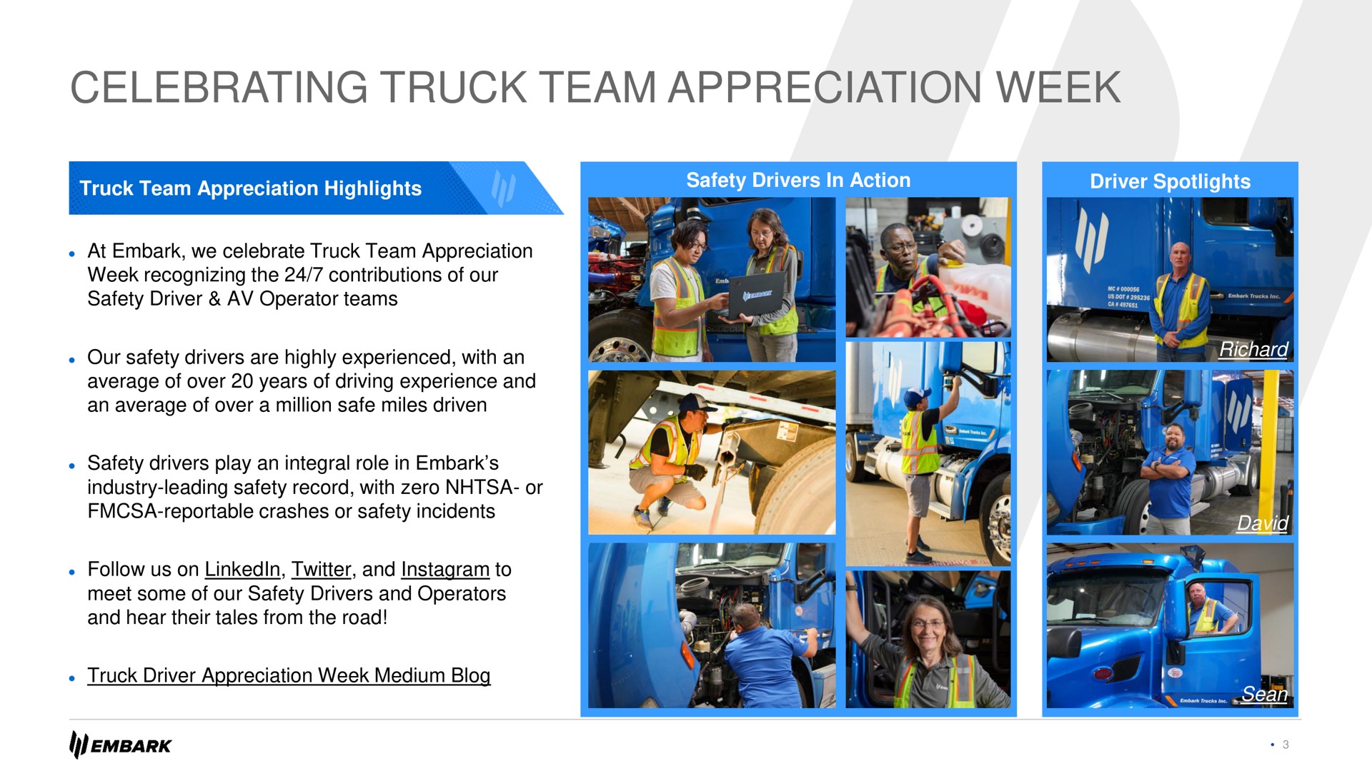 celebrating truck team appreciation week meal | Embark