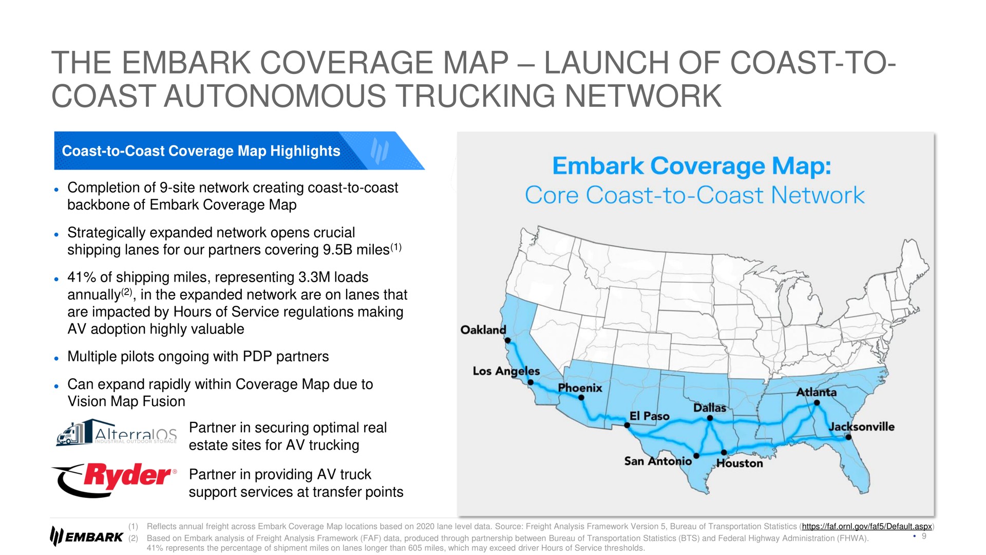 the embark coverage map launch of coast to coast autonomous trucking network coverage map | Embark