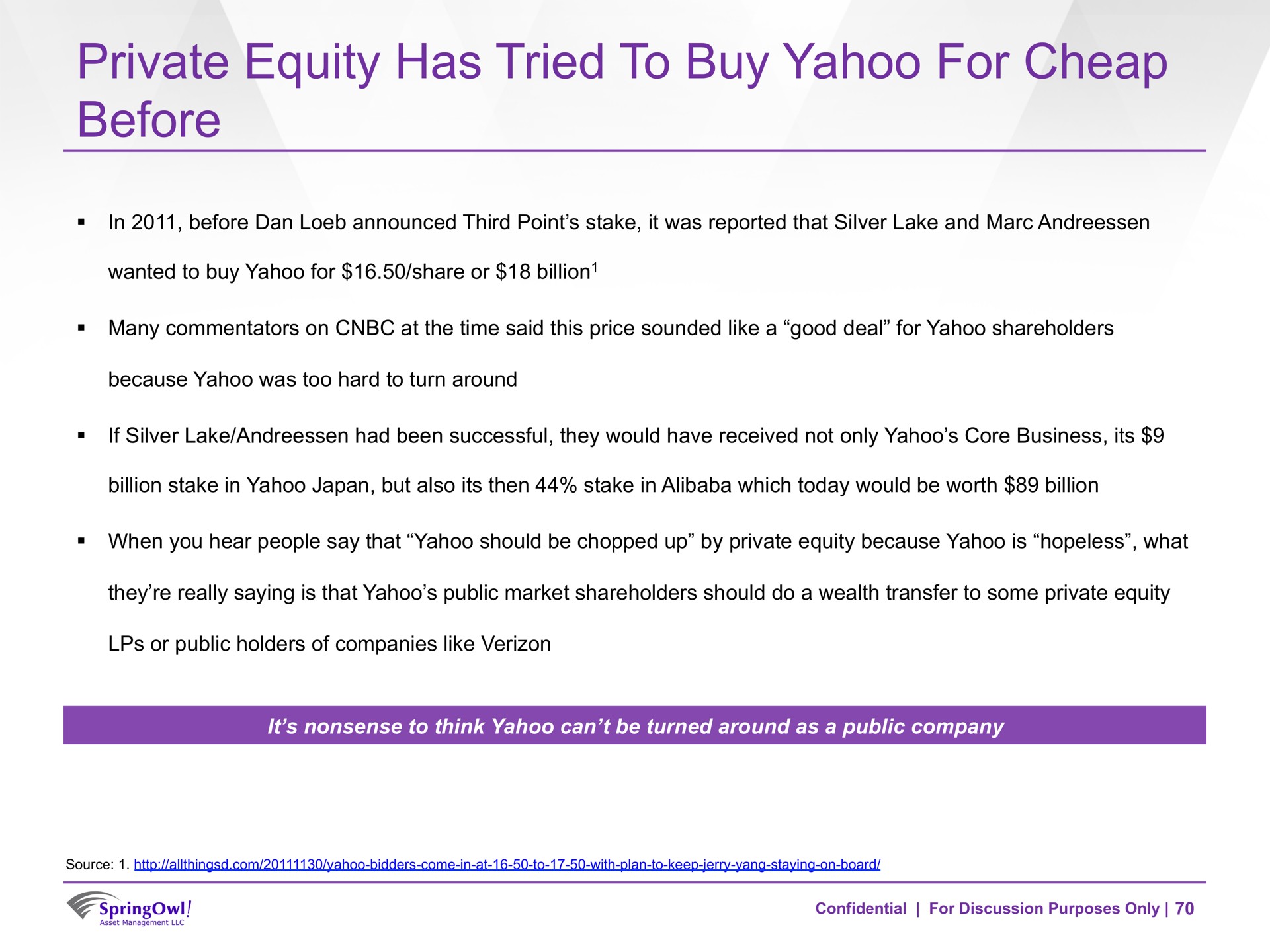 private equity has tried to buy yahoo for cheap before | SpringOwl