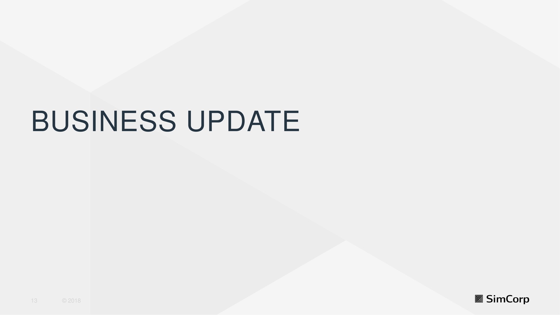 business update | SimCorp