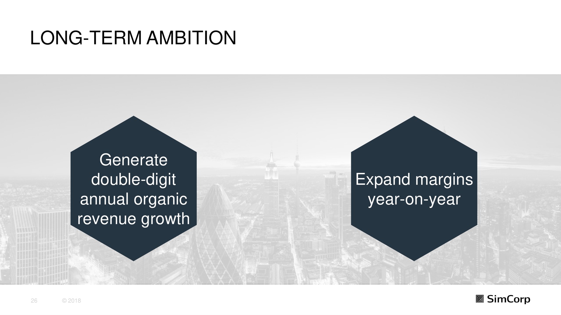 long term ambition generate double digit annual organic revenue growth expand margins year on year | SimCorp