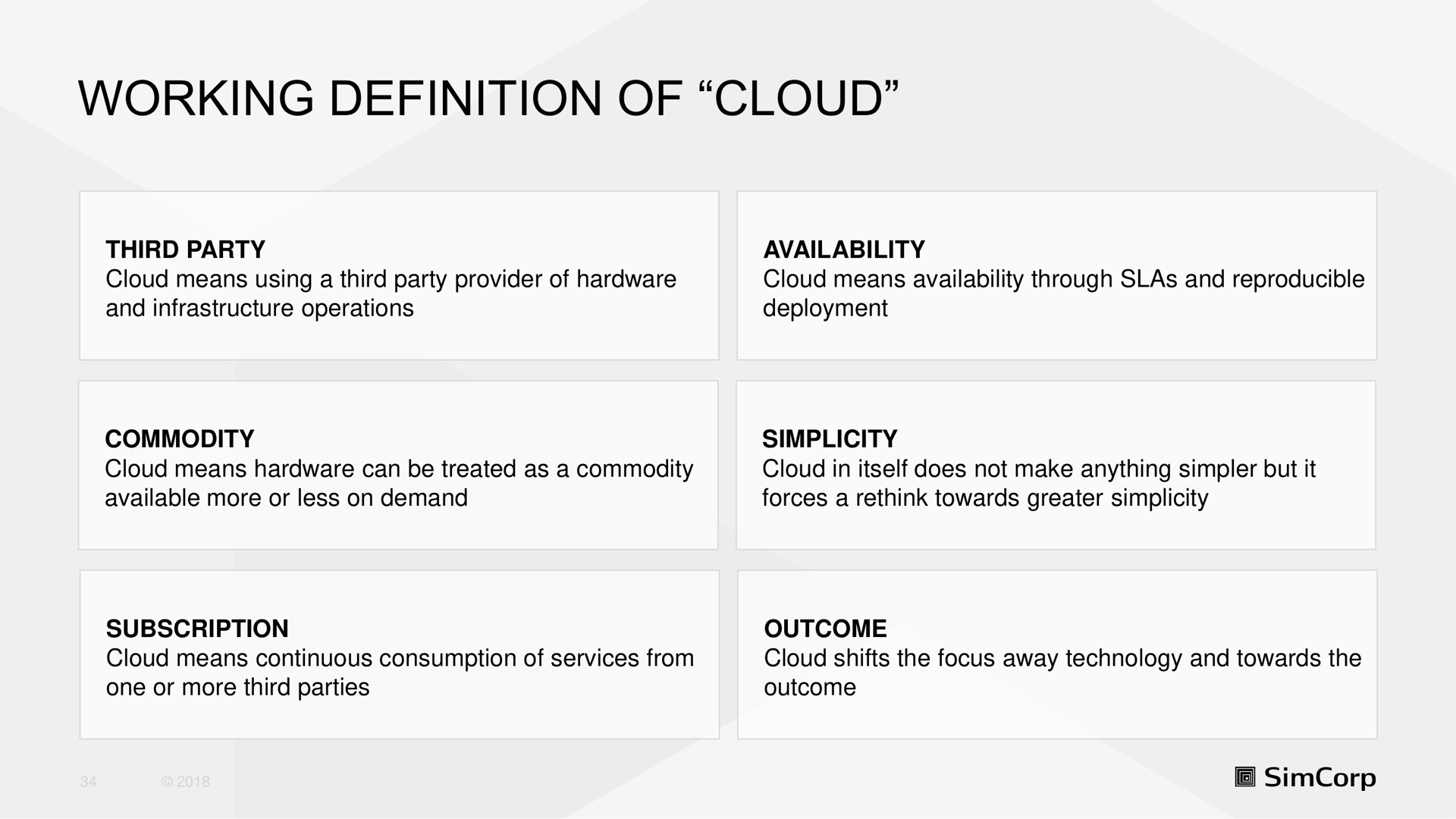 working definition of cloud | SimCorp