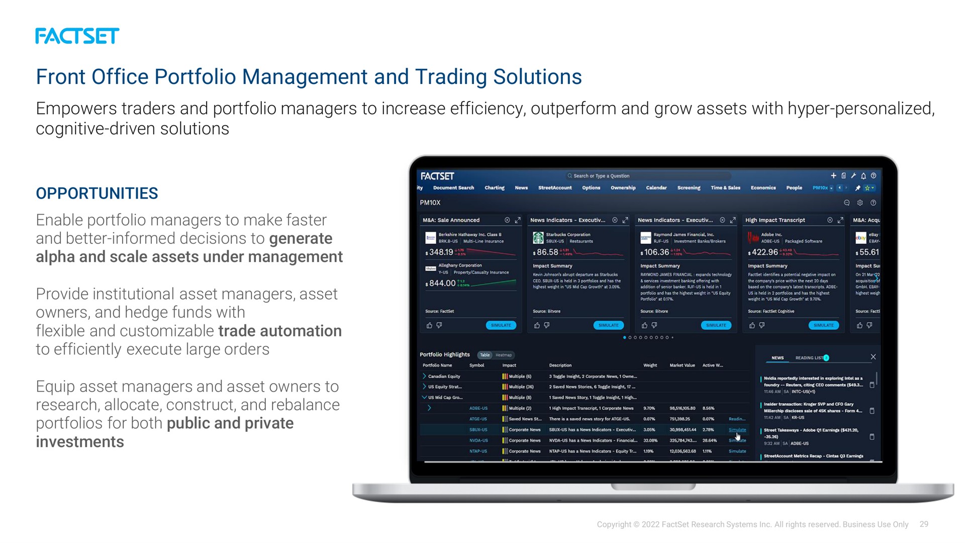 front office portfolio management and trading solutions equip asset managers asset owners to investments soe | Factset