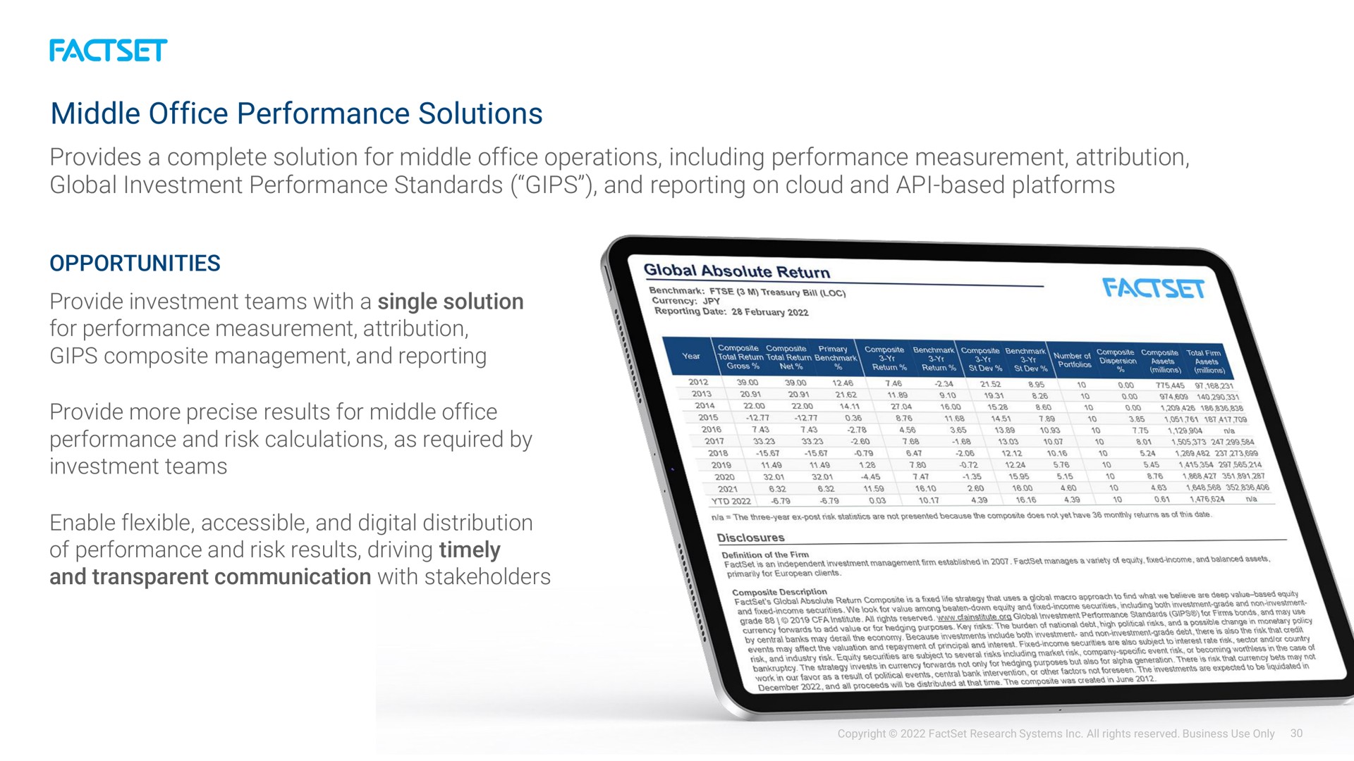 middle office performance solutions | Factset
