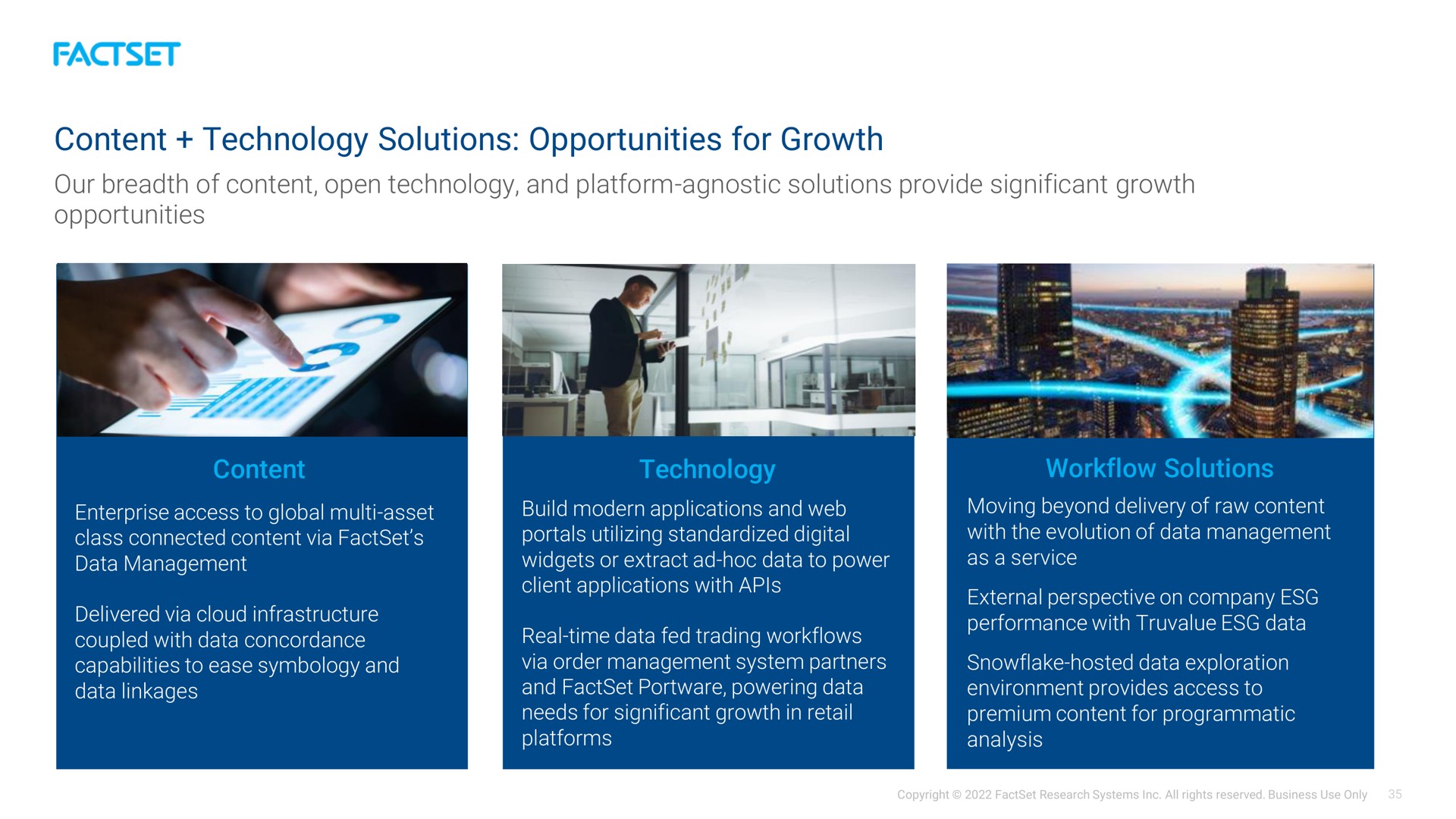 content technology solutions opportunities for growth | Factset