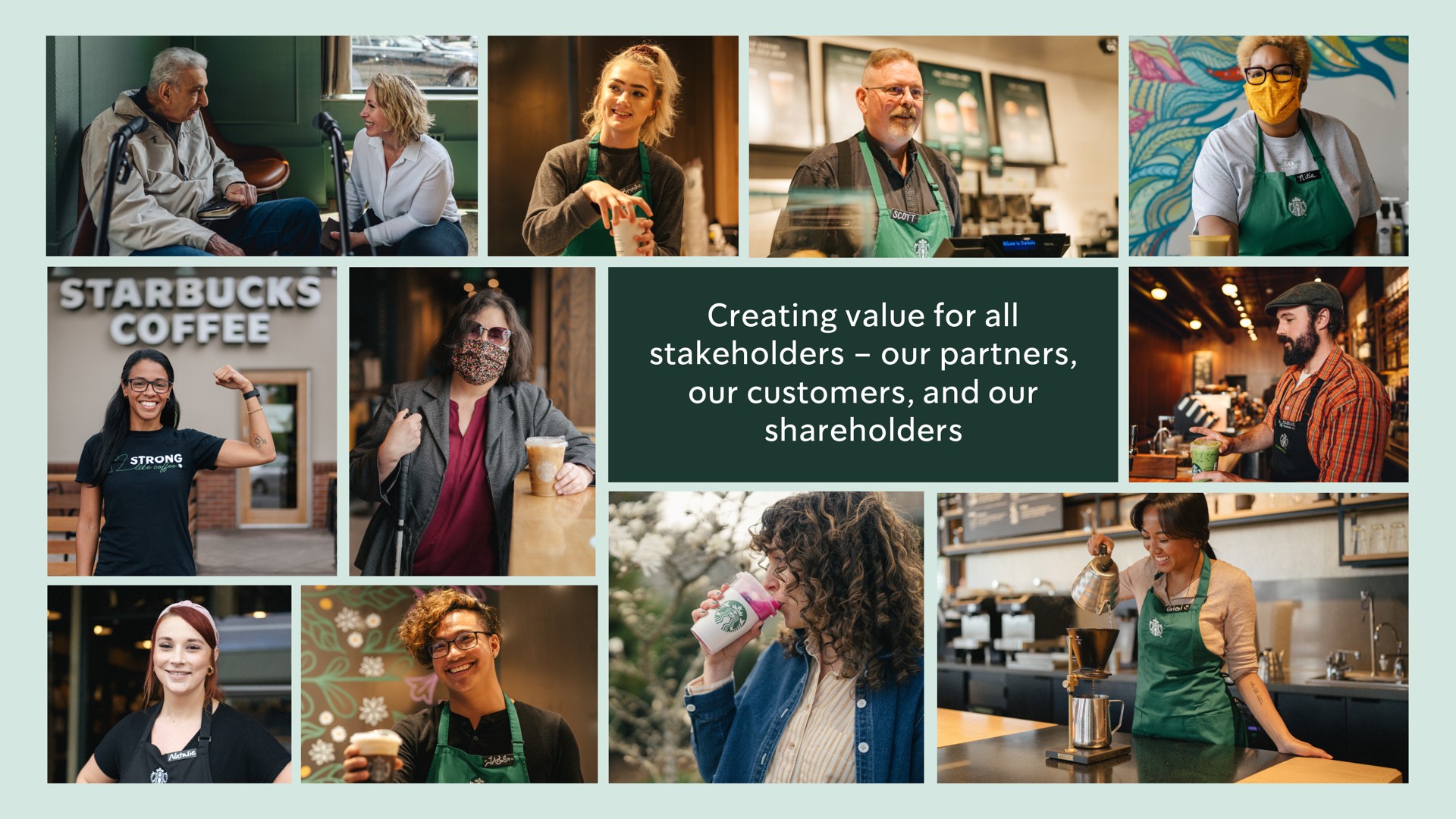 creating value for all stakeholders our partners our customers and our shareholders | Starbucks