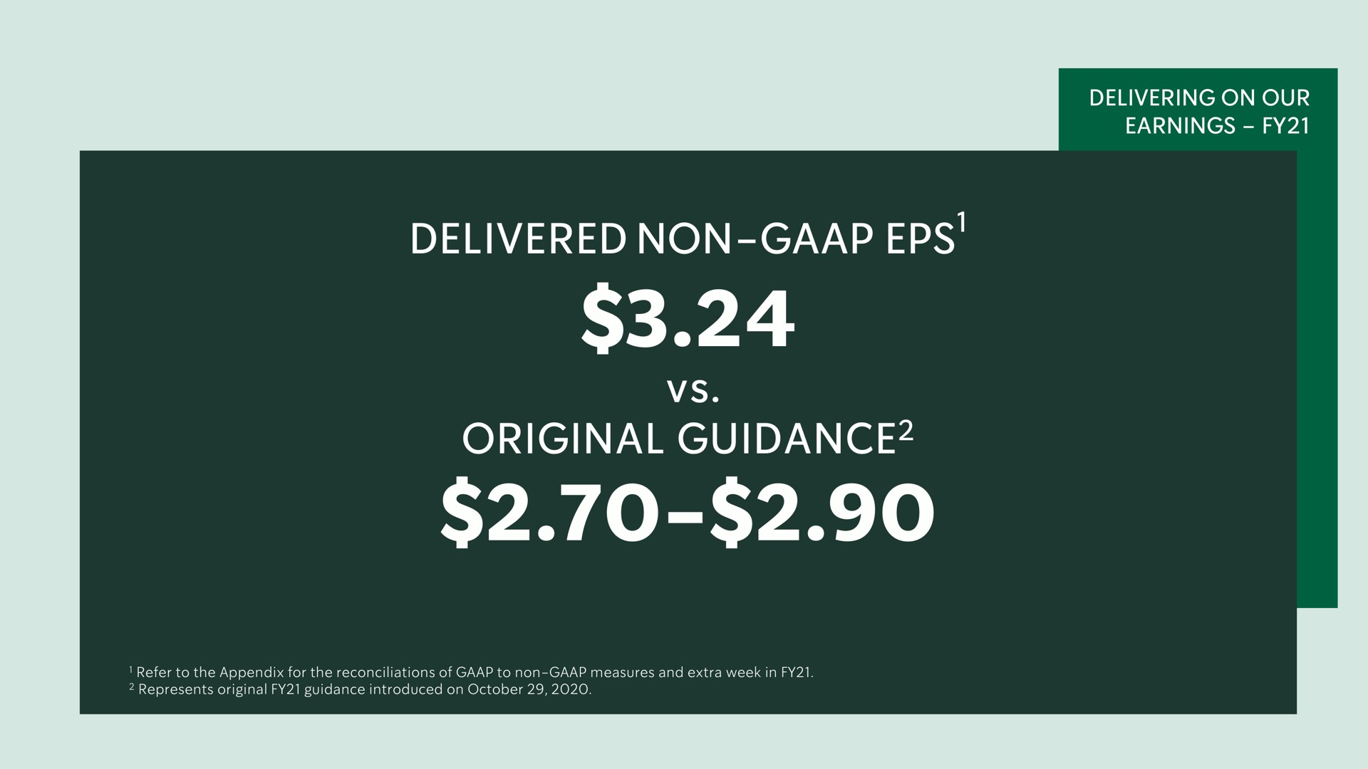delivering on our earnings delivered non original guidance | Starbucks