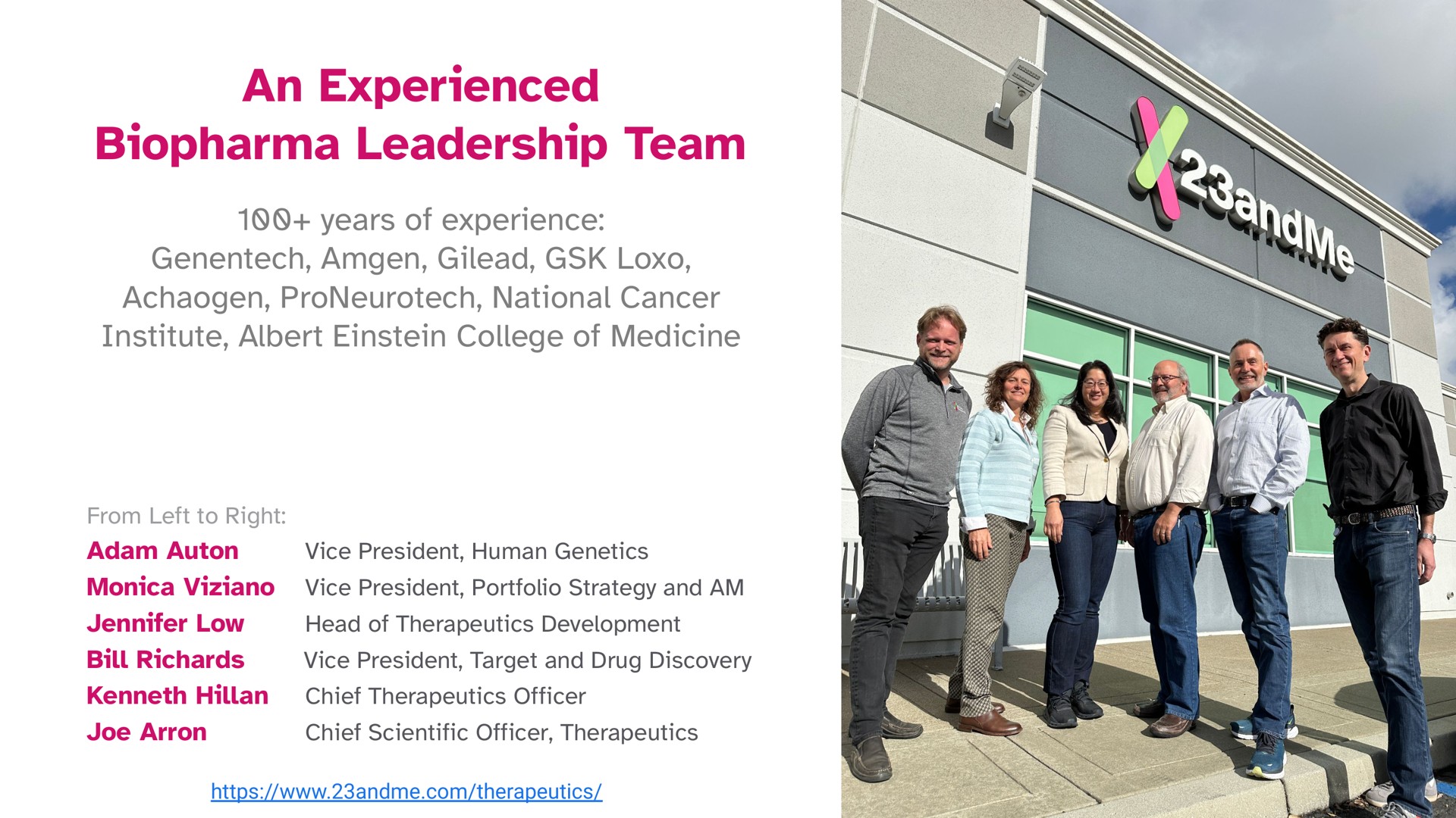 an experienced leadership team | 23andMe