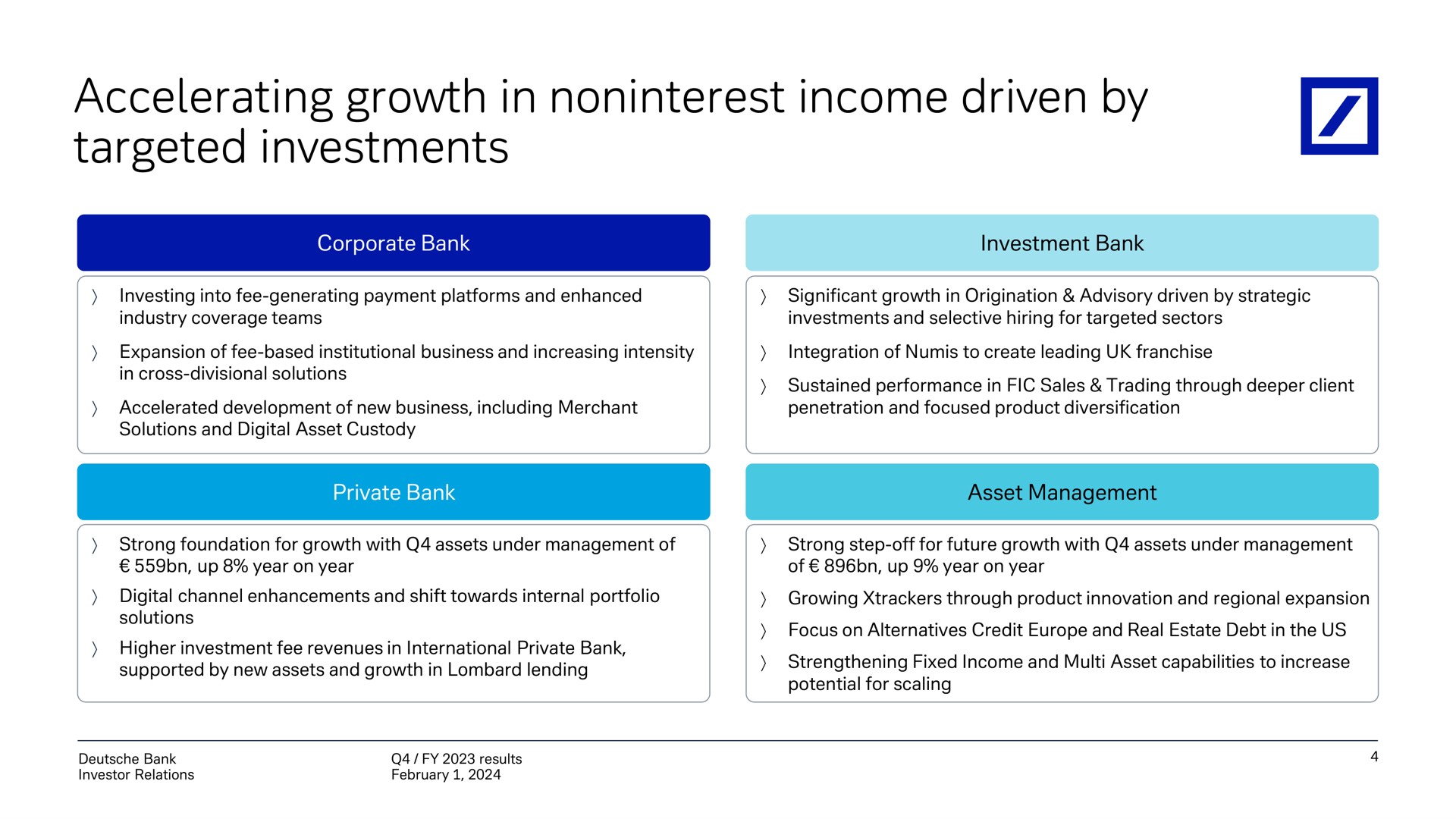 accelerating growth in income driven by targeted investments | Deutsche Bank