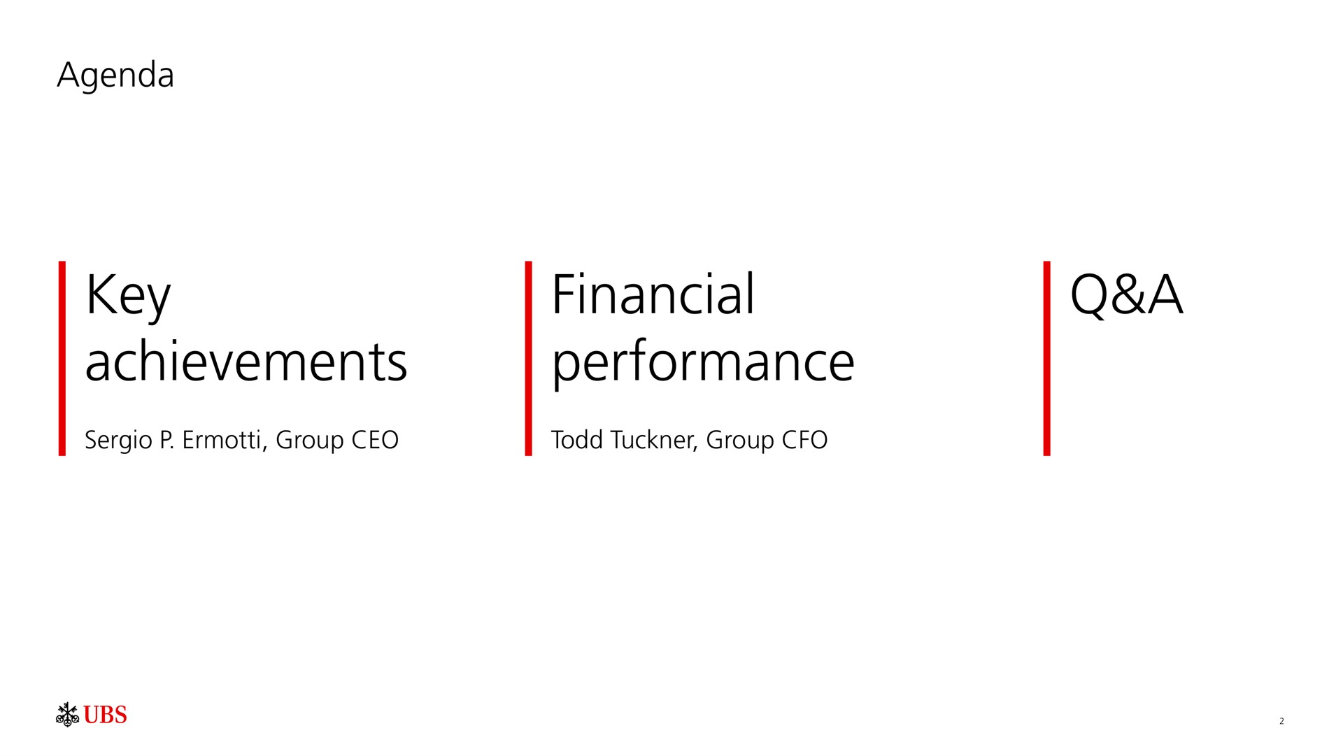 agenda key achievements financial performance a | UBS