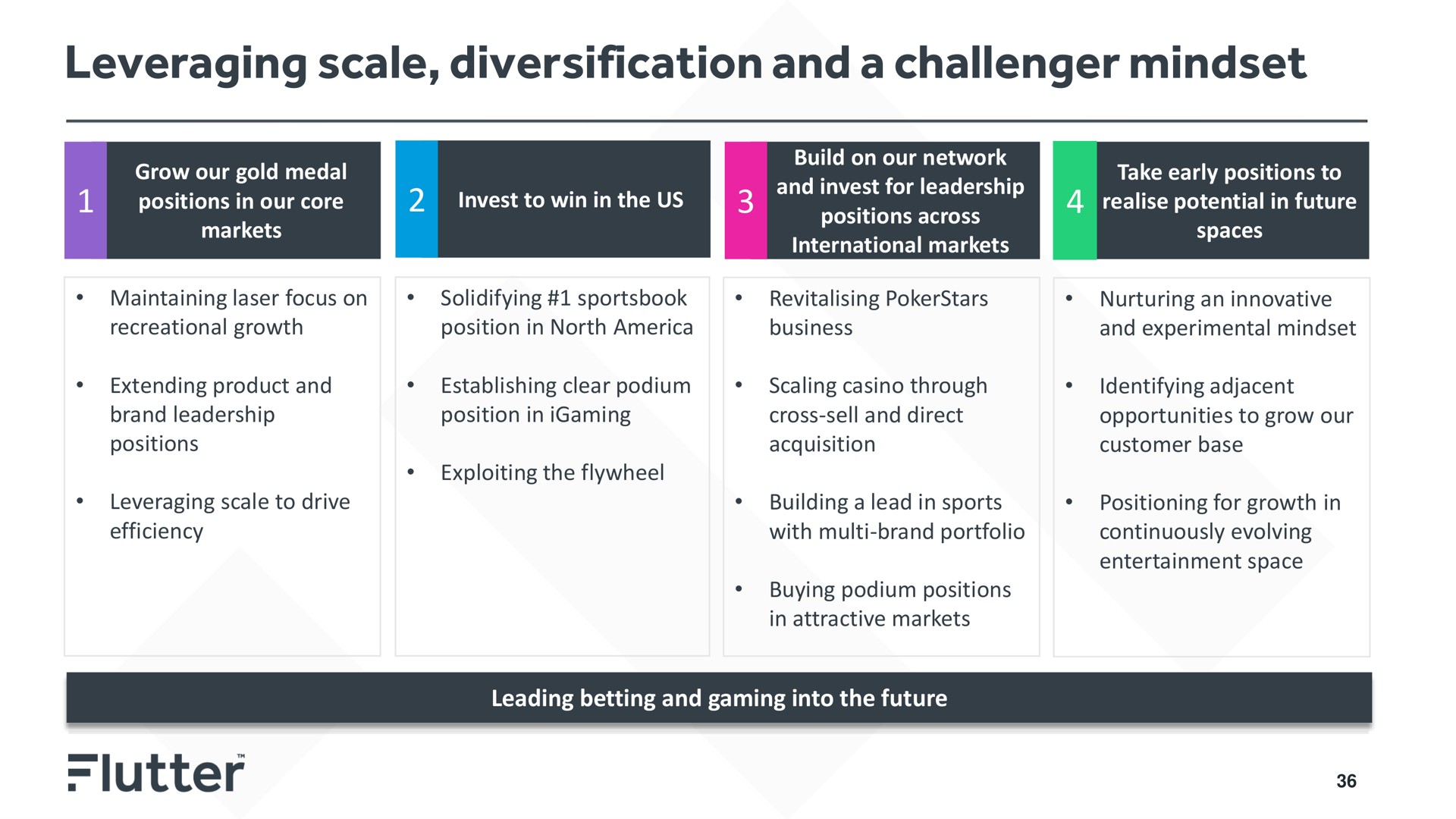 leveraging scale diversification and a challenger | Flutter