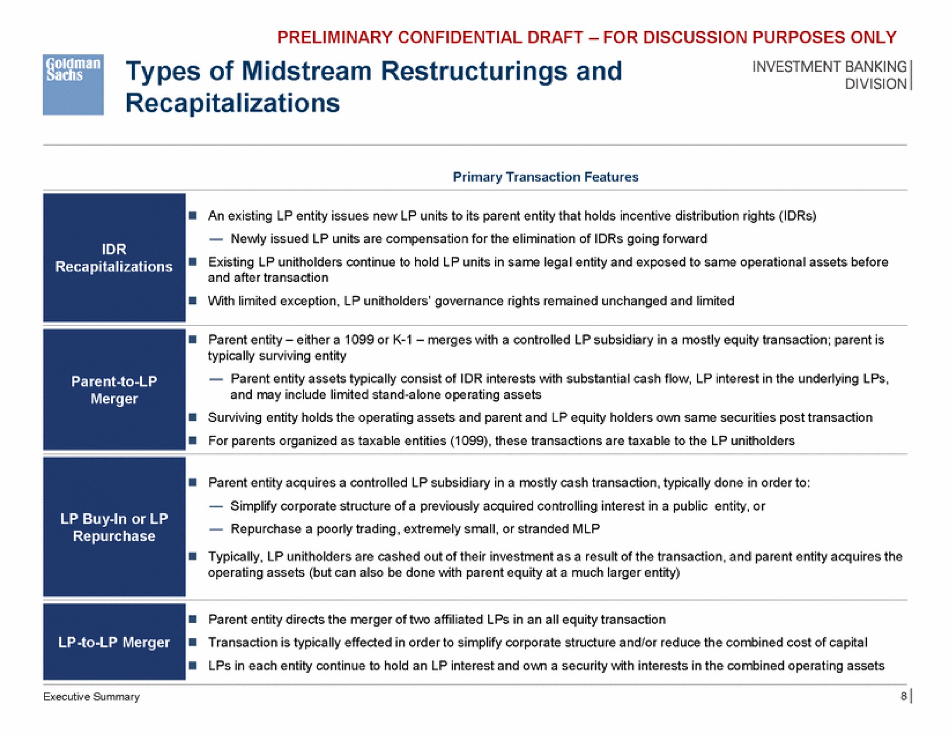 types of midstream and investment banking | Goldman Sachs