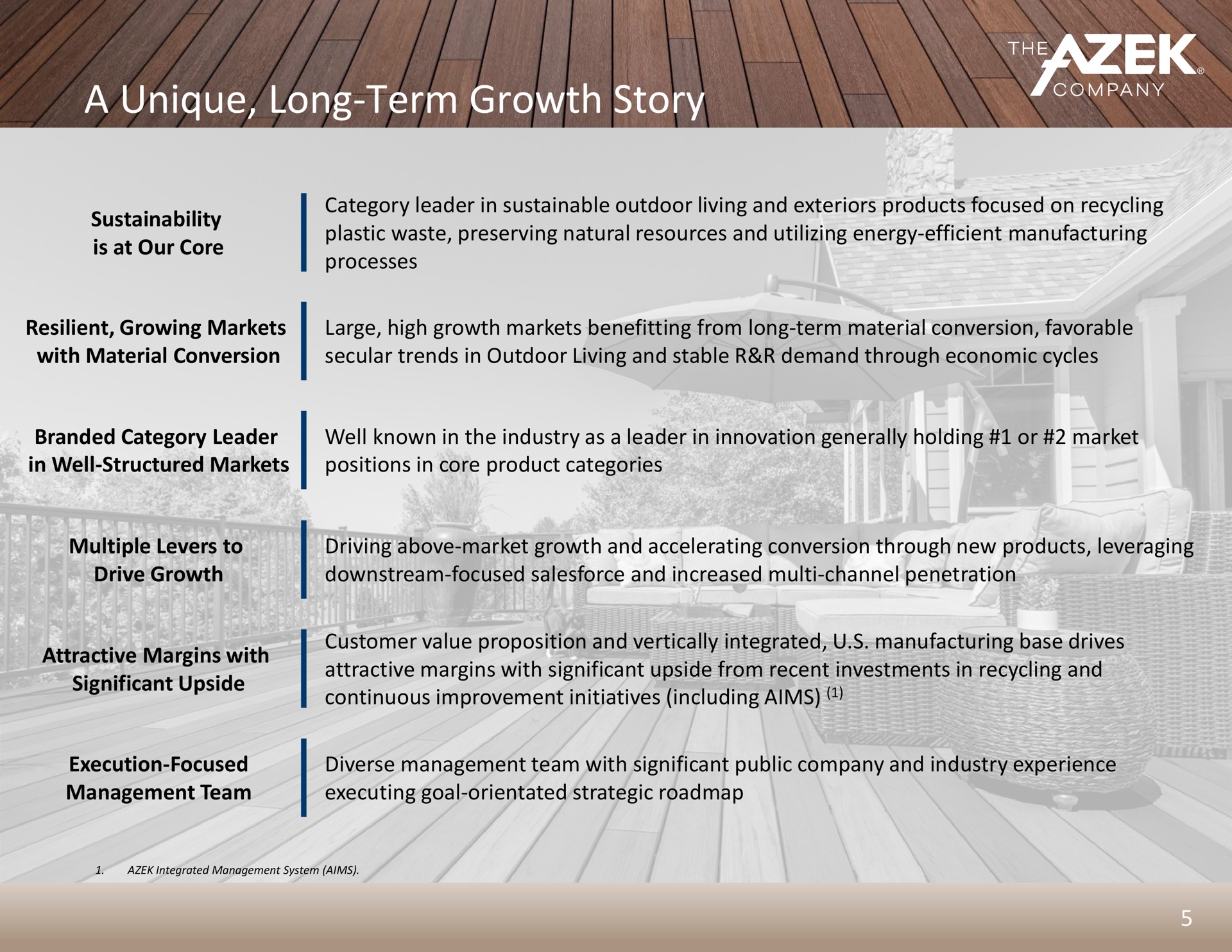 a unique long term growth story | Azek