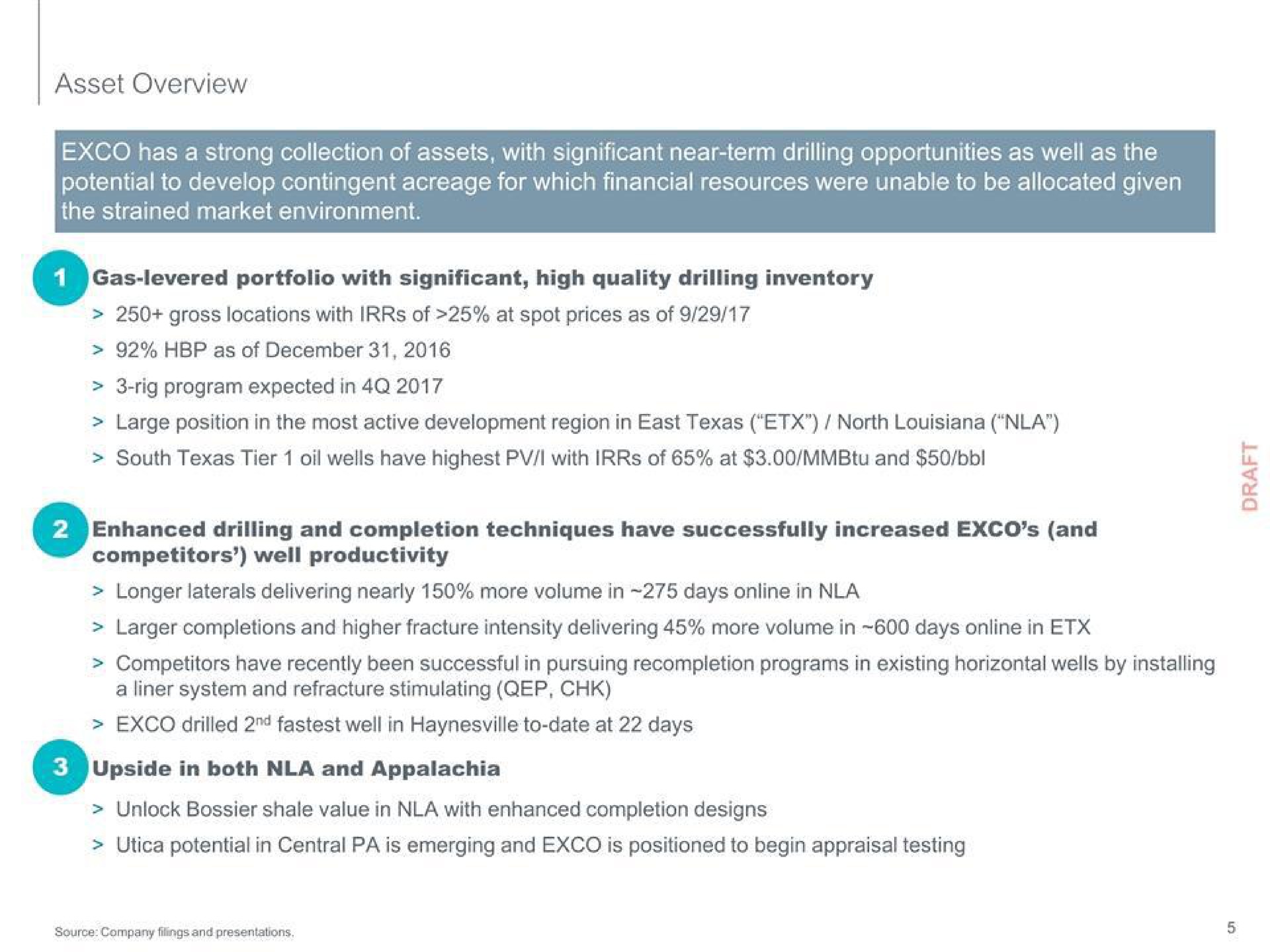 asset overview has a strong collection of assets with significant near term drilling opportunities as well as the potential to develop contingent acreage for which financial resources were unable to be allocated given the strained market environment | PJT Partners