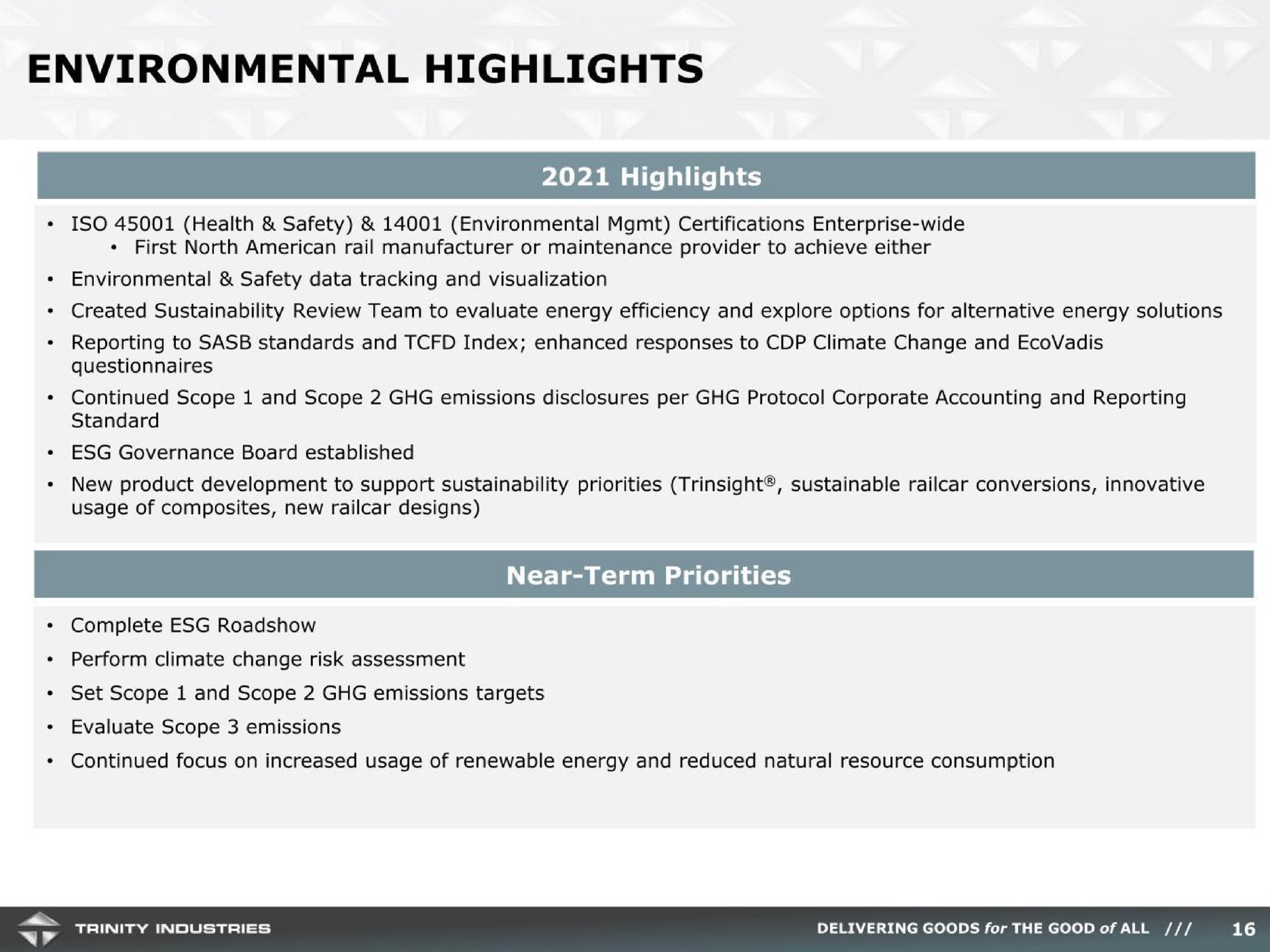 environmental highlights | Trinity Industries
