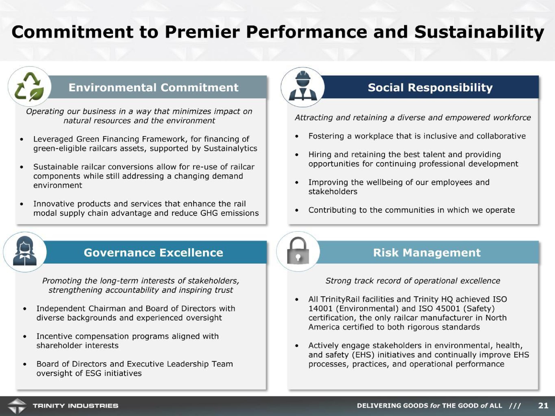 commitment to premier performance and | Trinity Industries