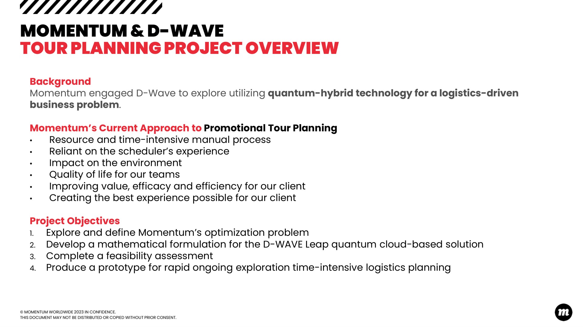 momentum wave tour planning project overview wave | D-Wave