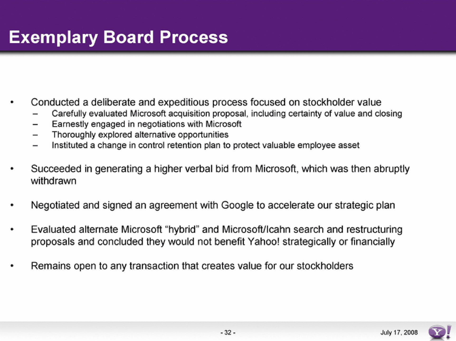 exemplary board process | Yahoo