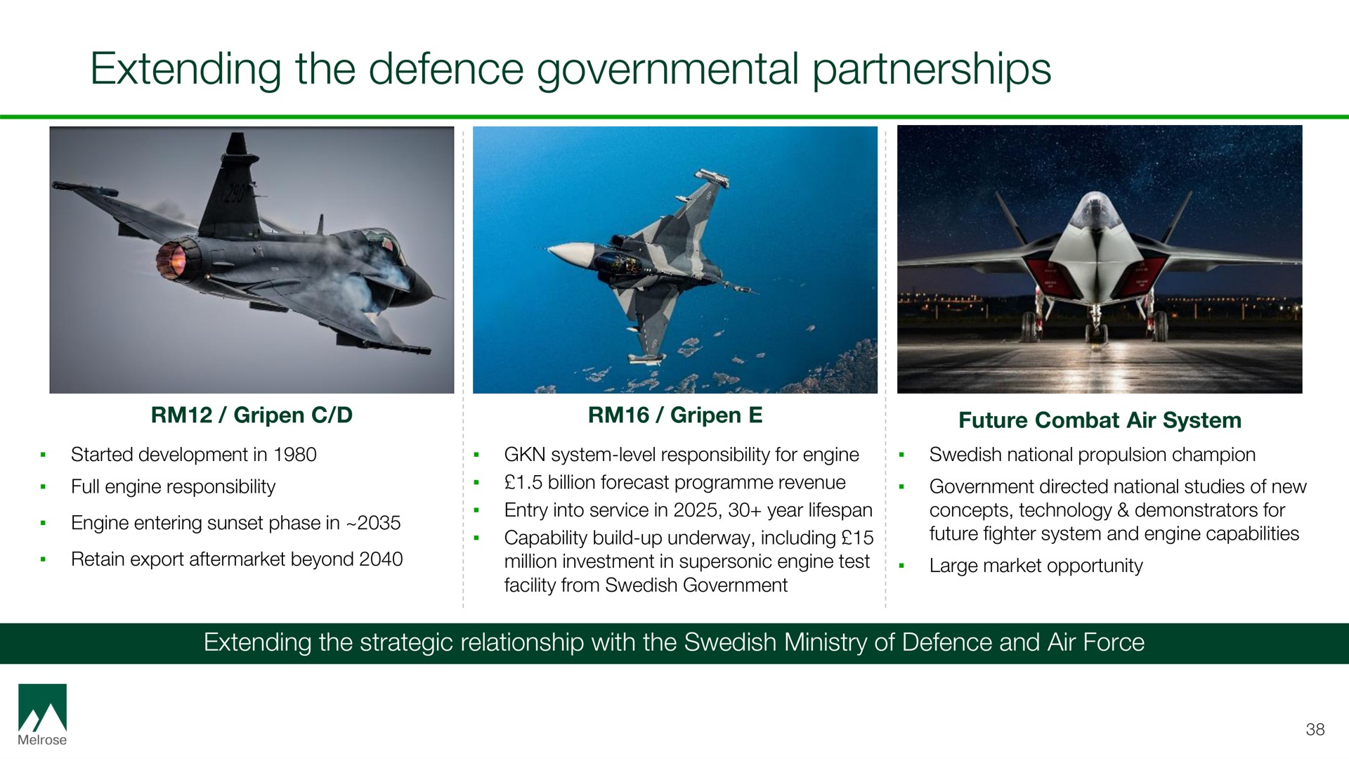 extending the defence governmental partnerships | Melrose