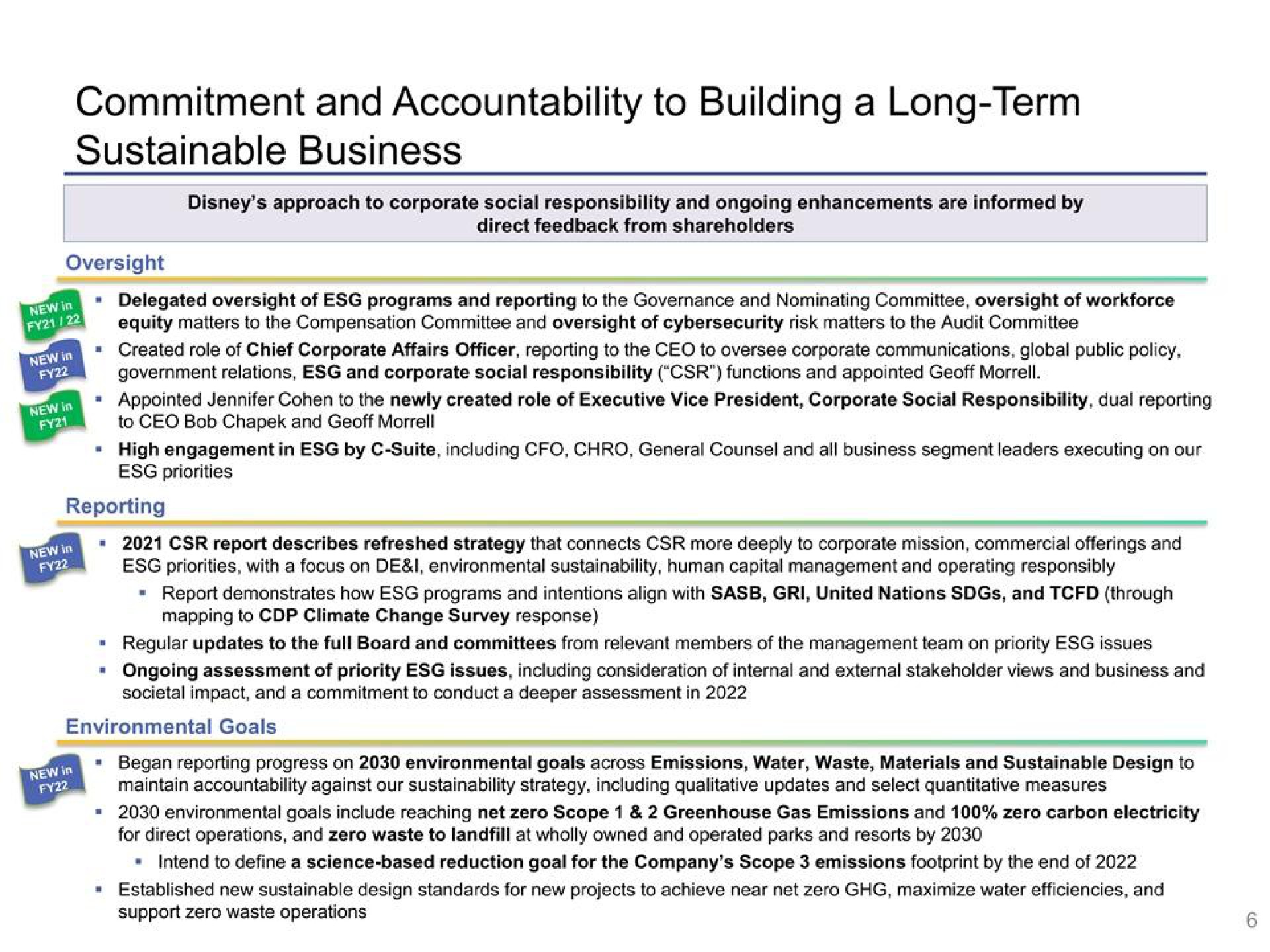 commitment and accountability to building a long term sustainable business | Disney