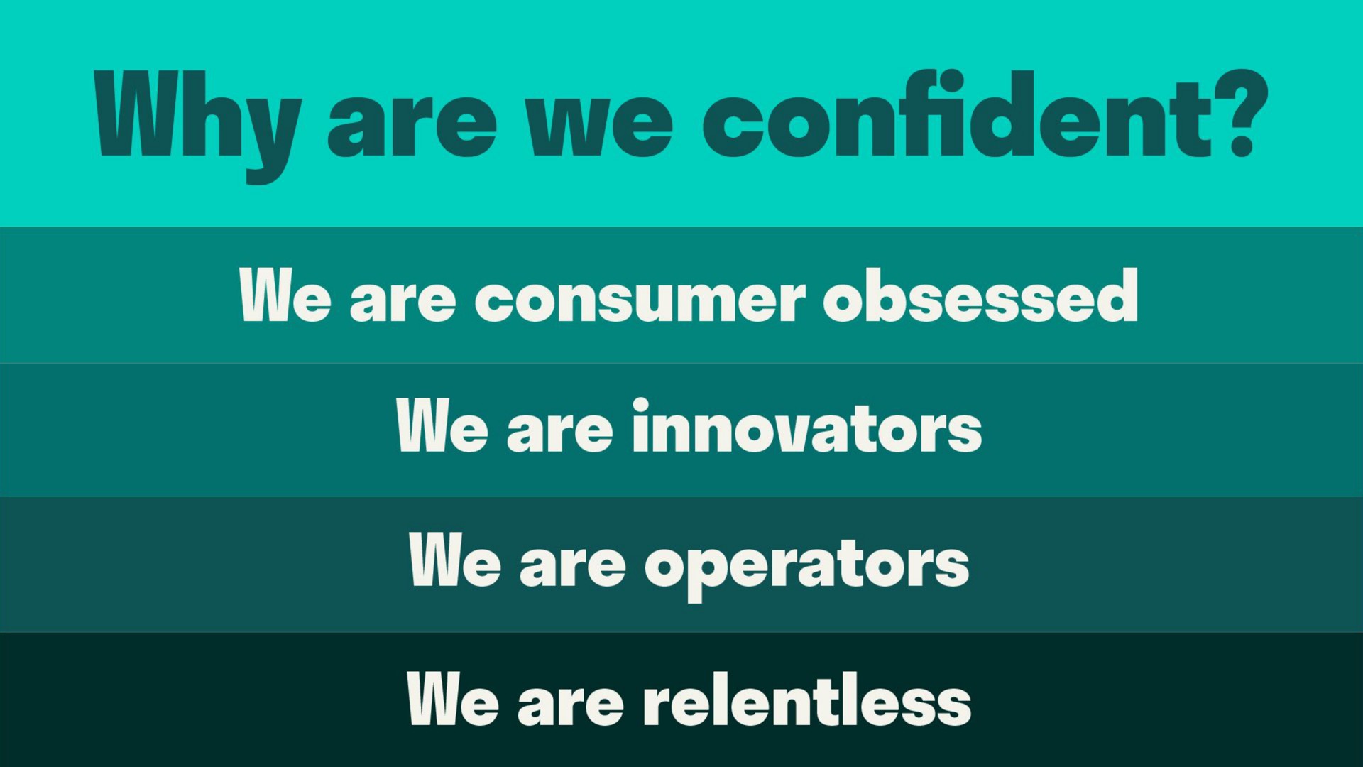 why are we confident we are consumer obsessed we are innovators we are operators we are relentless | Deliveroo