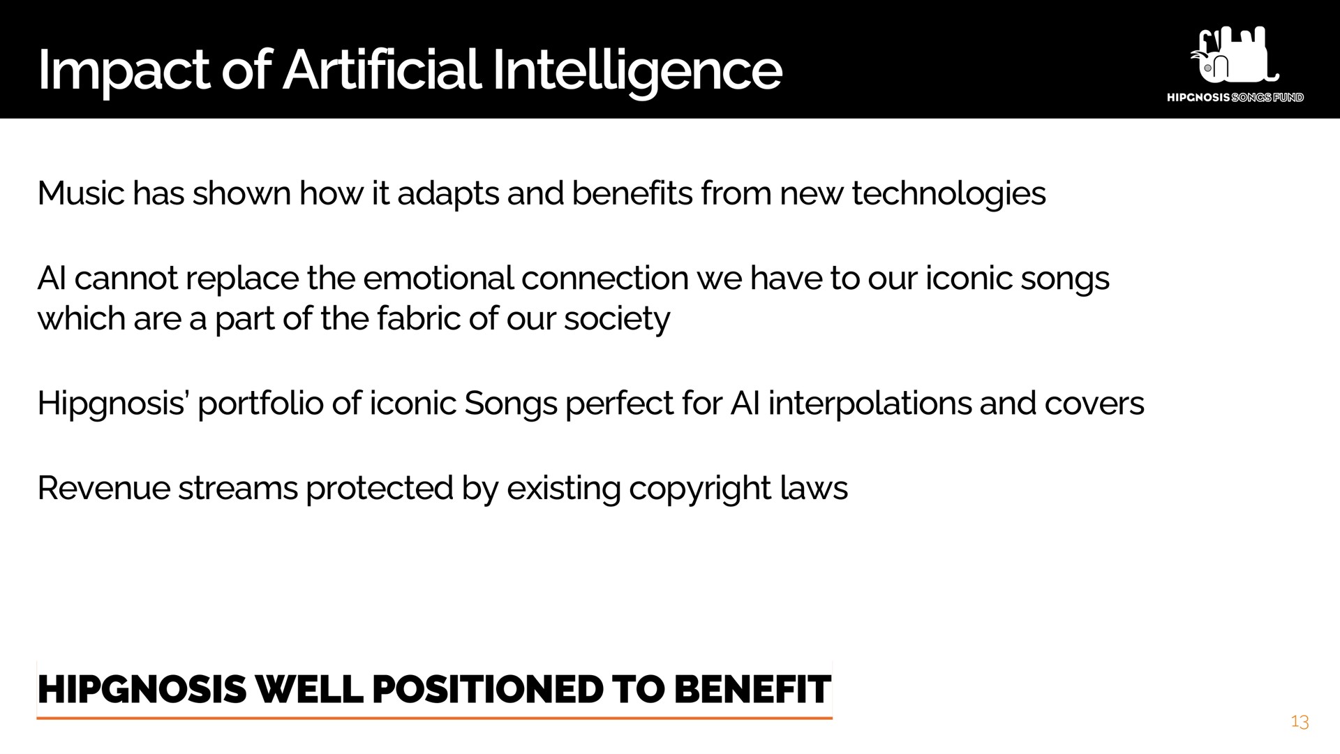 impact of artificial intelligence well positioned to benefit | Hipgnosis Songs Fund
