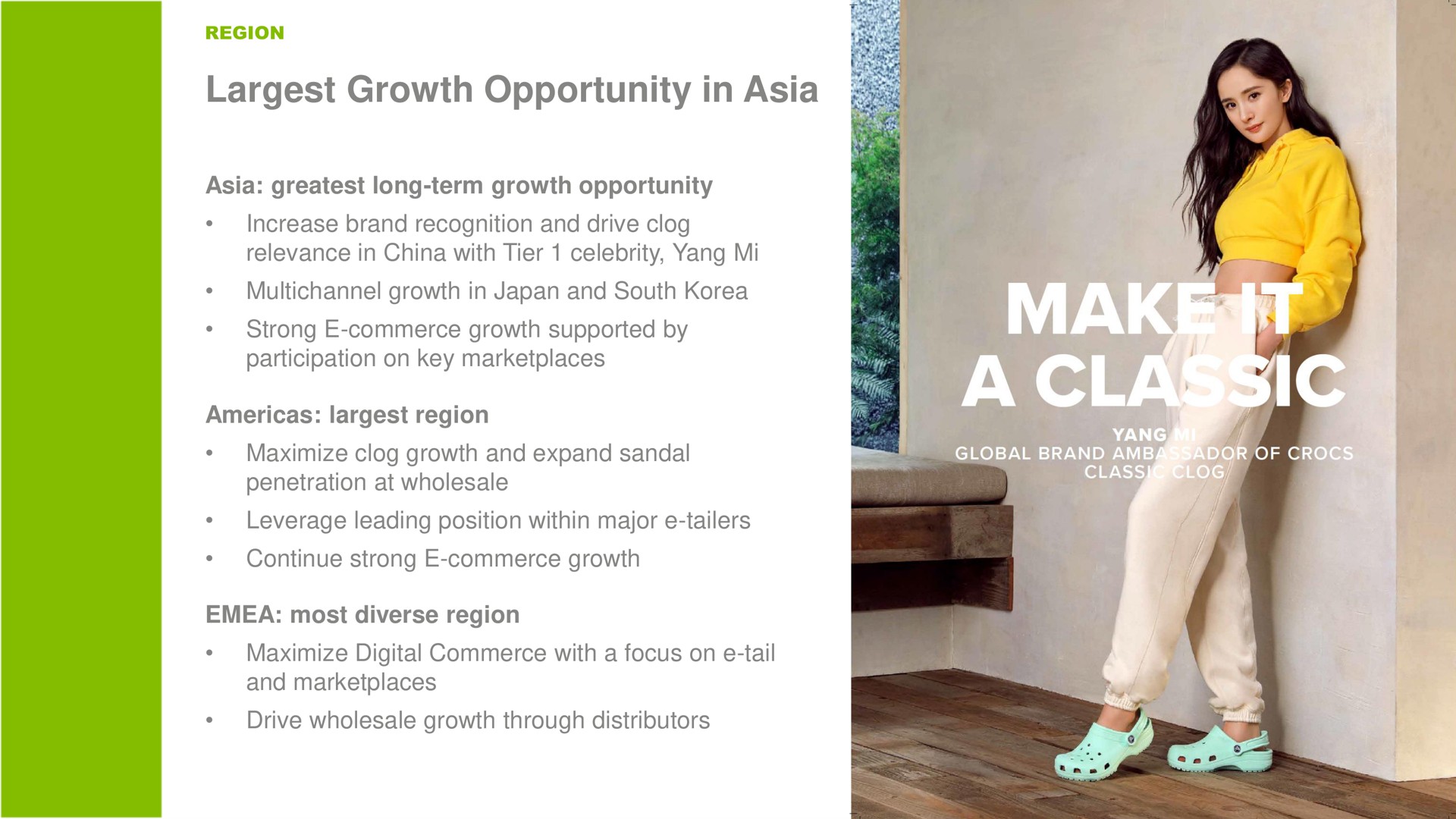 growth opportunity in japan and south drive wholesale through distributors | Crocs