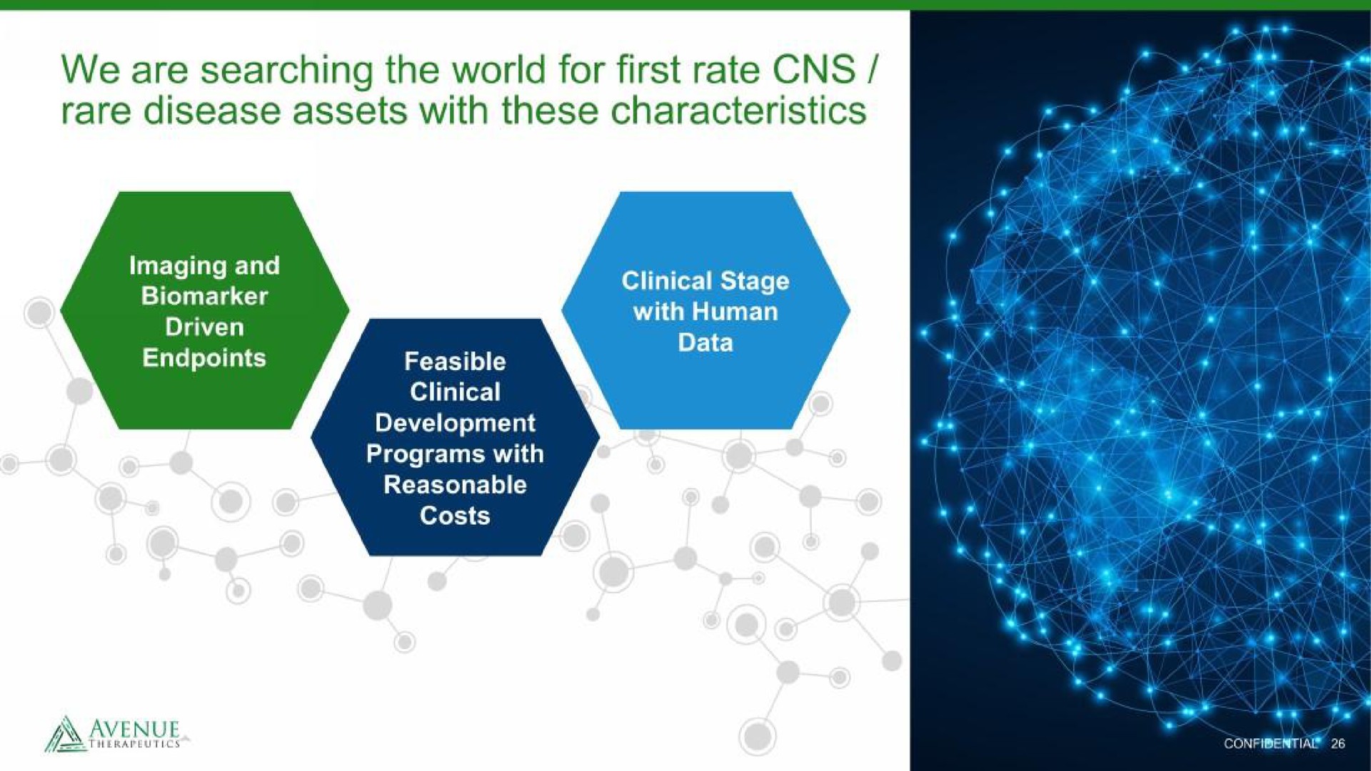 we are searching the world for first rate rare disease assets with these characteristics | Avenue Therapeutics