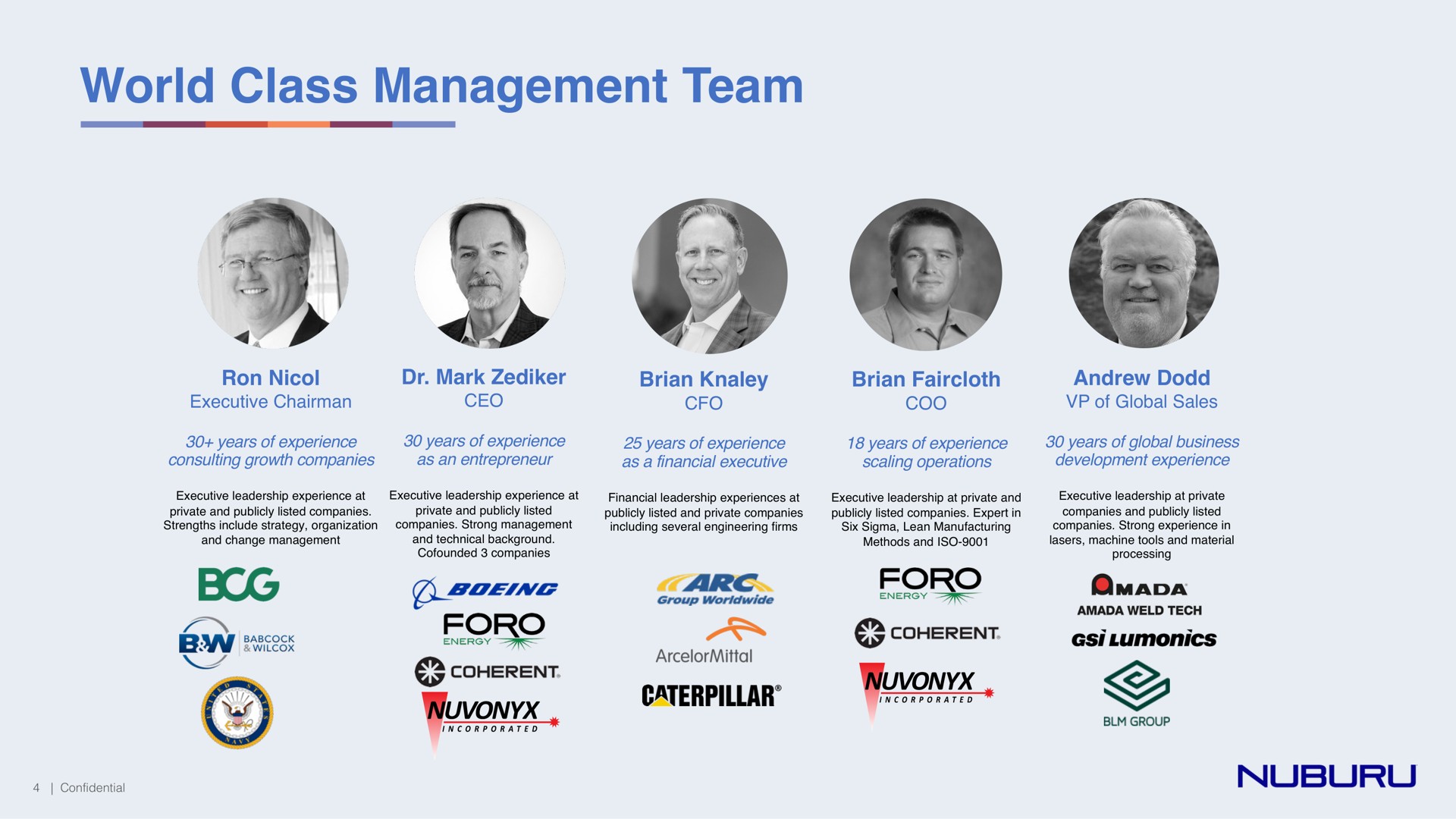 world class management team | NUBURU