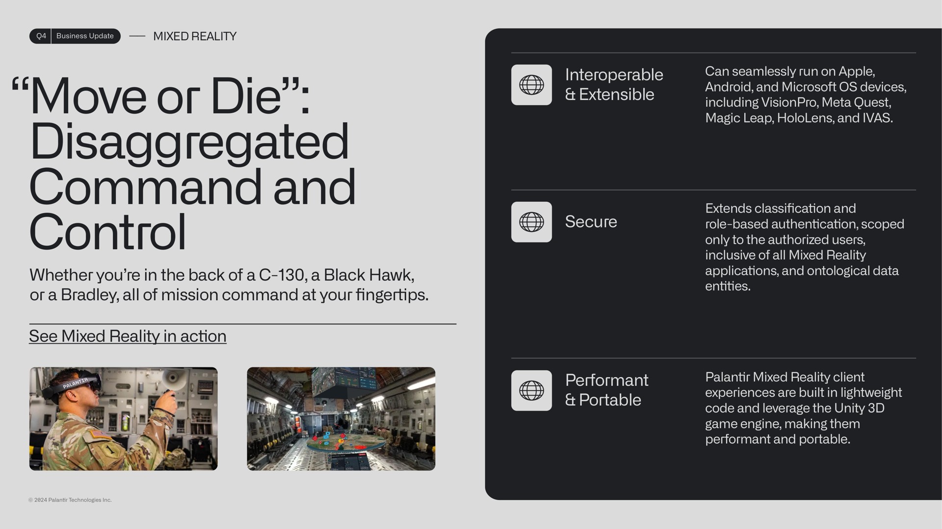 move or die command and control whether you in the back of a a black hawk or a all of mission command at your see mixed reality in action extensible secure performant portable fingertips | Palantir