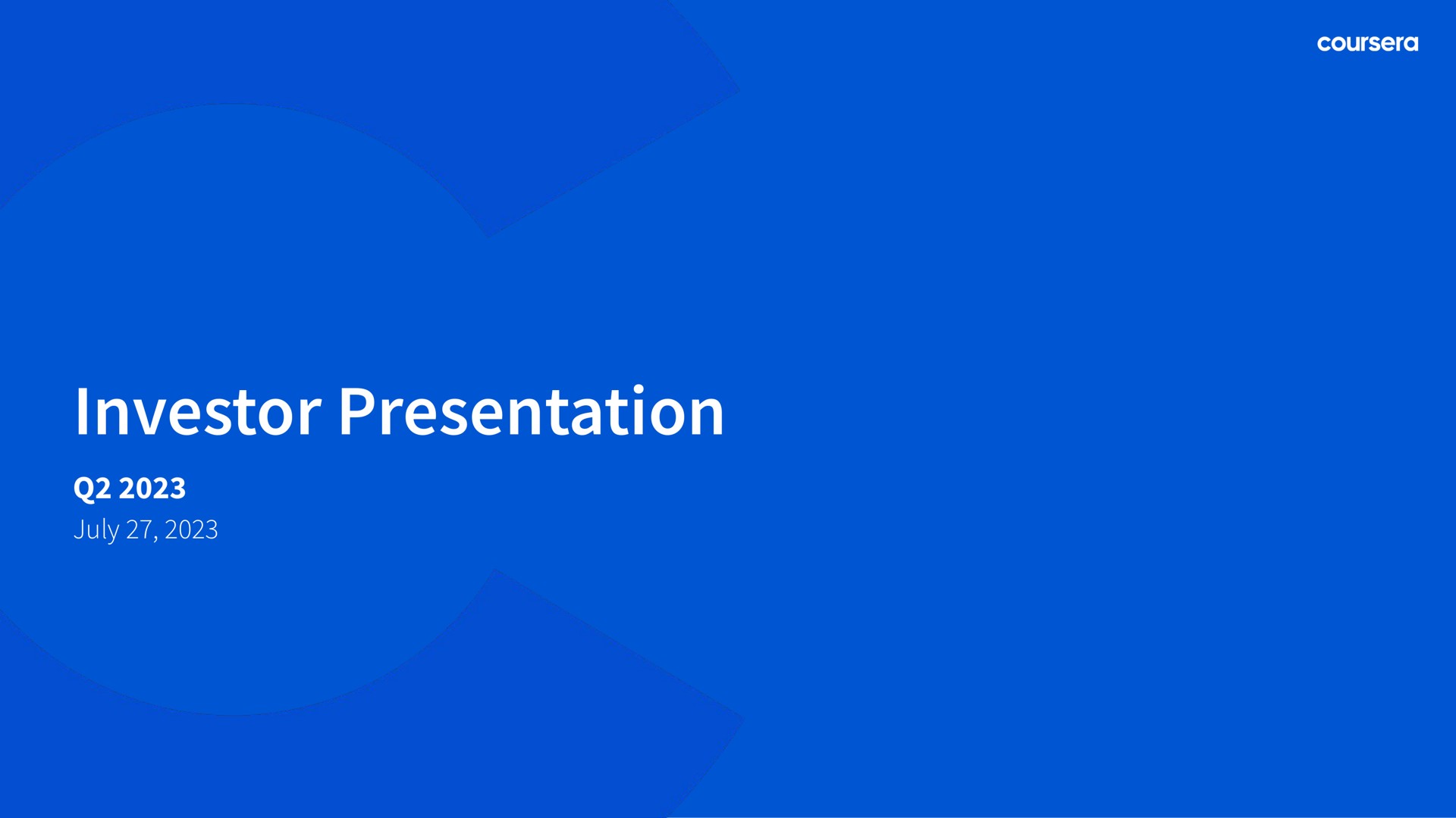 investor presentation | Coursera
