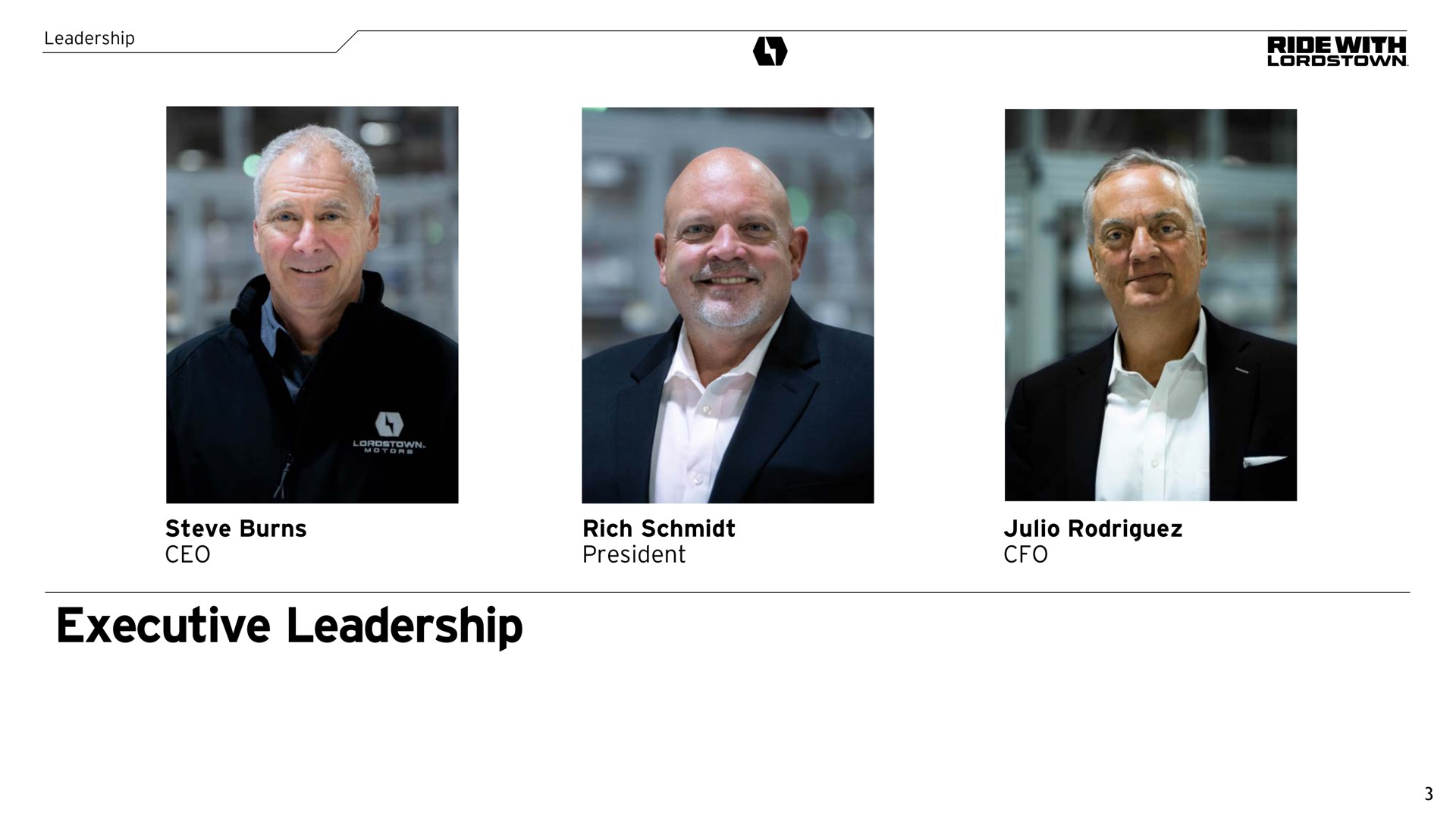 leadership burns rich president julio executive leadership ride with | Lordstown Motors