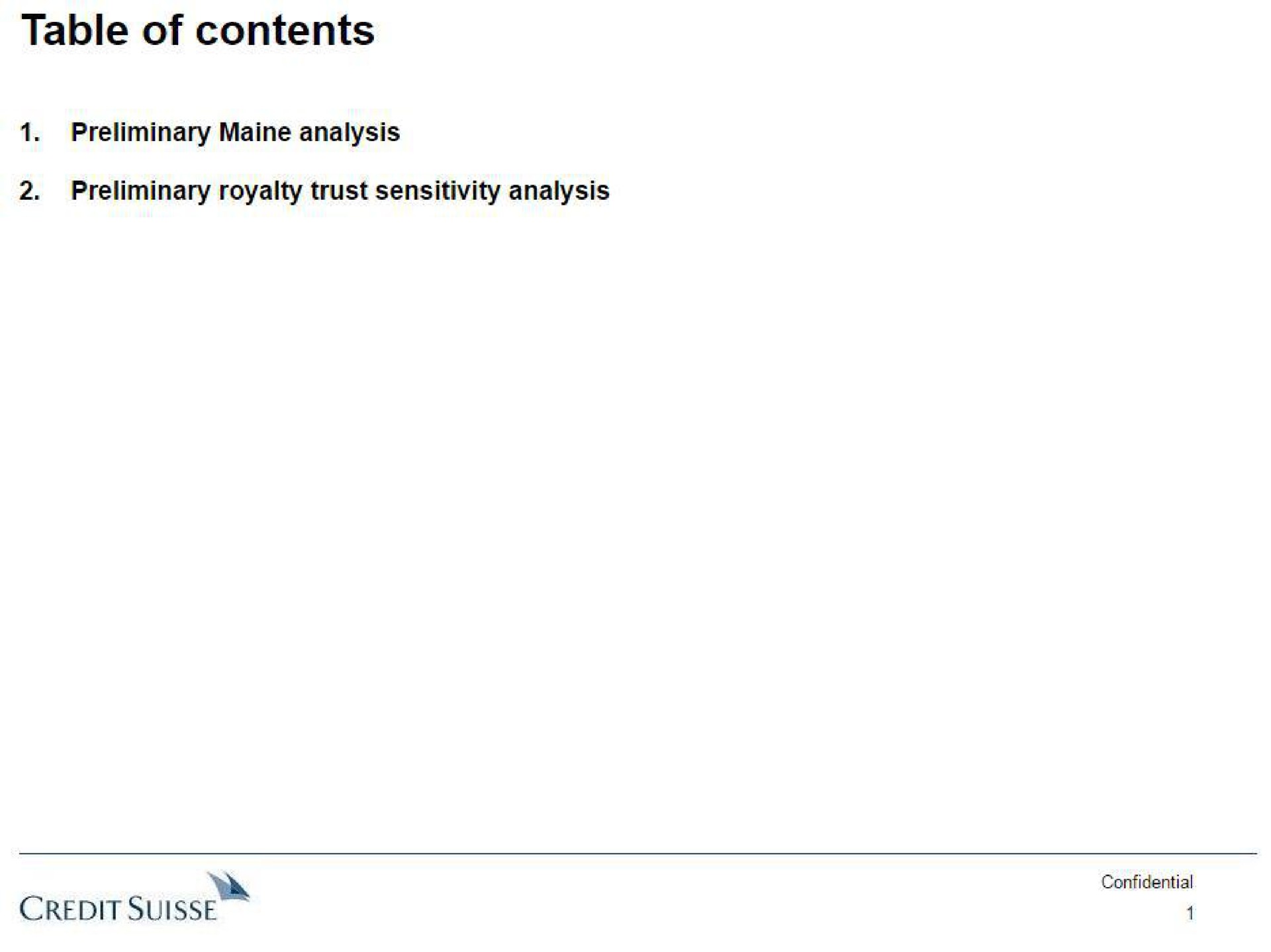 table of contents credit i | Credit Suisse
