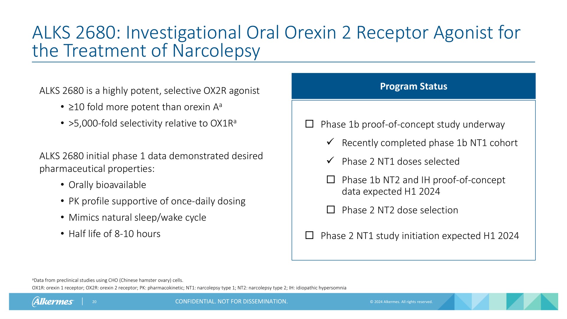 investigational oral receptor agonist for the treatment of narcolepsy | Alkermes